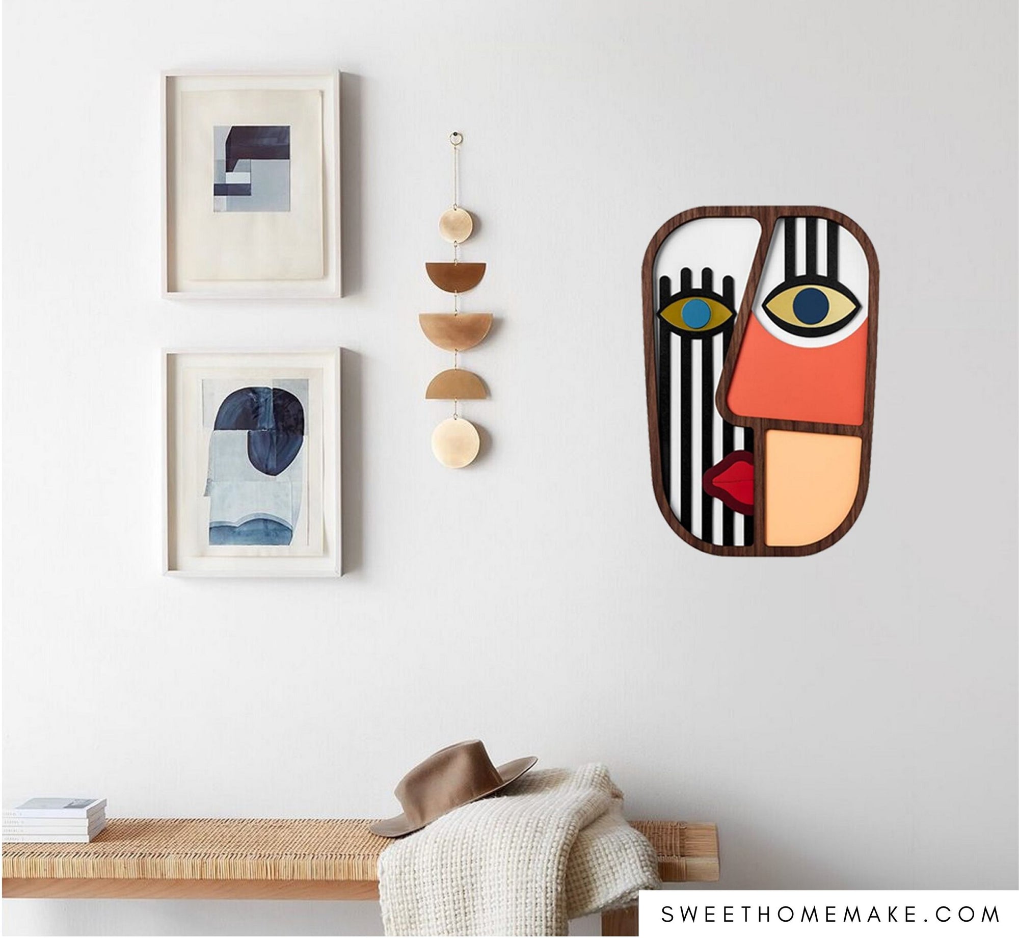 Abstract Gezicht voor Wanddecoratie Hout