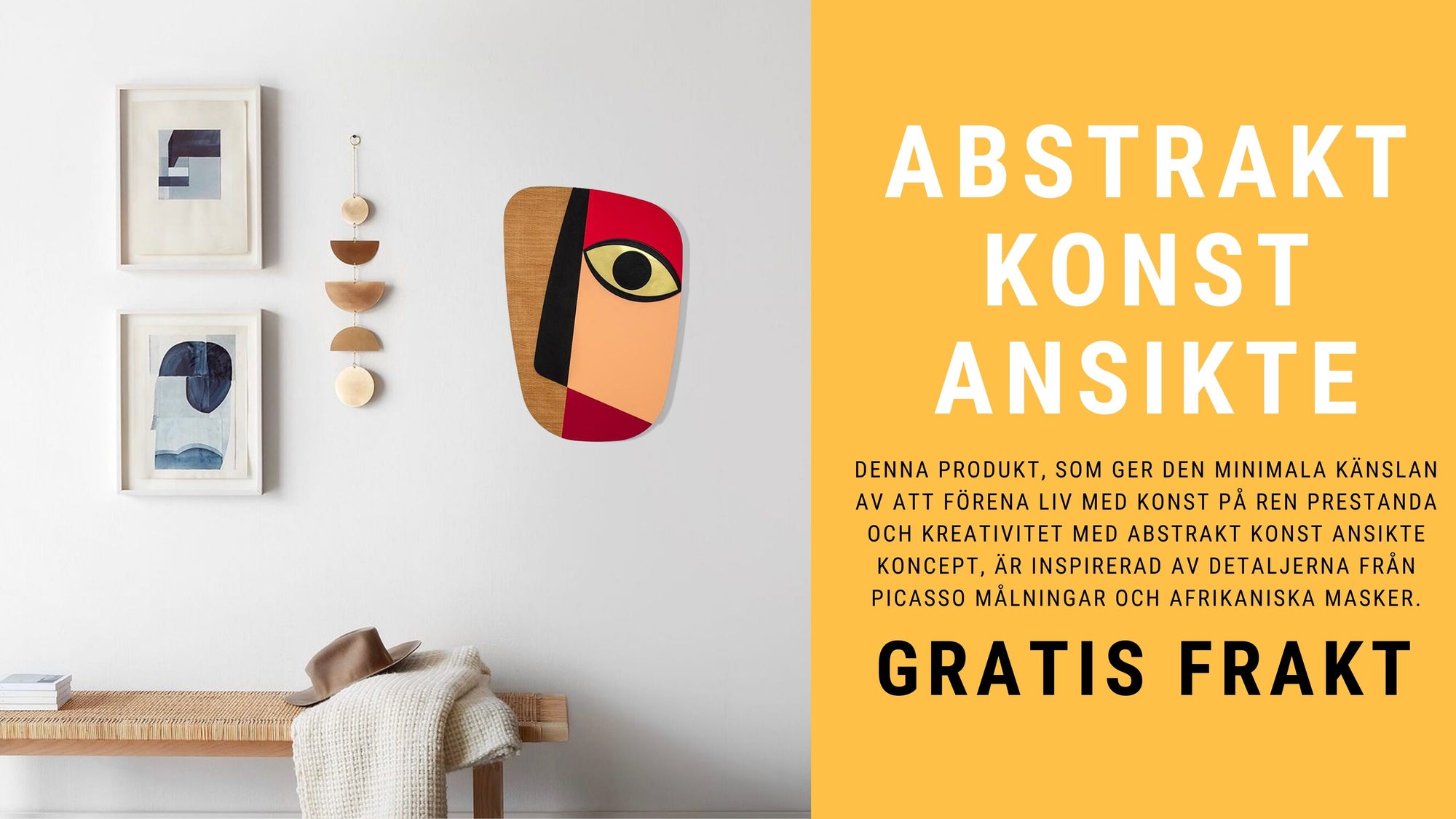 Abstrakt Konst Ansikte med Trä Picasso Målningar inredning väggdekoration