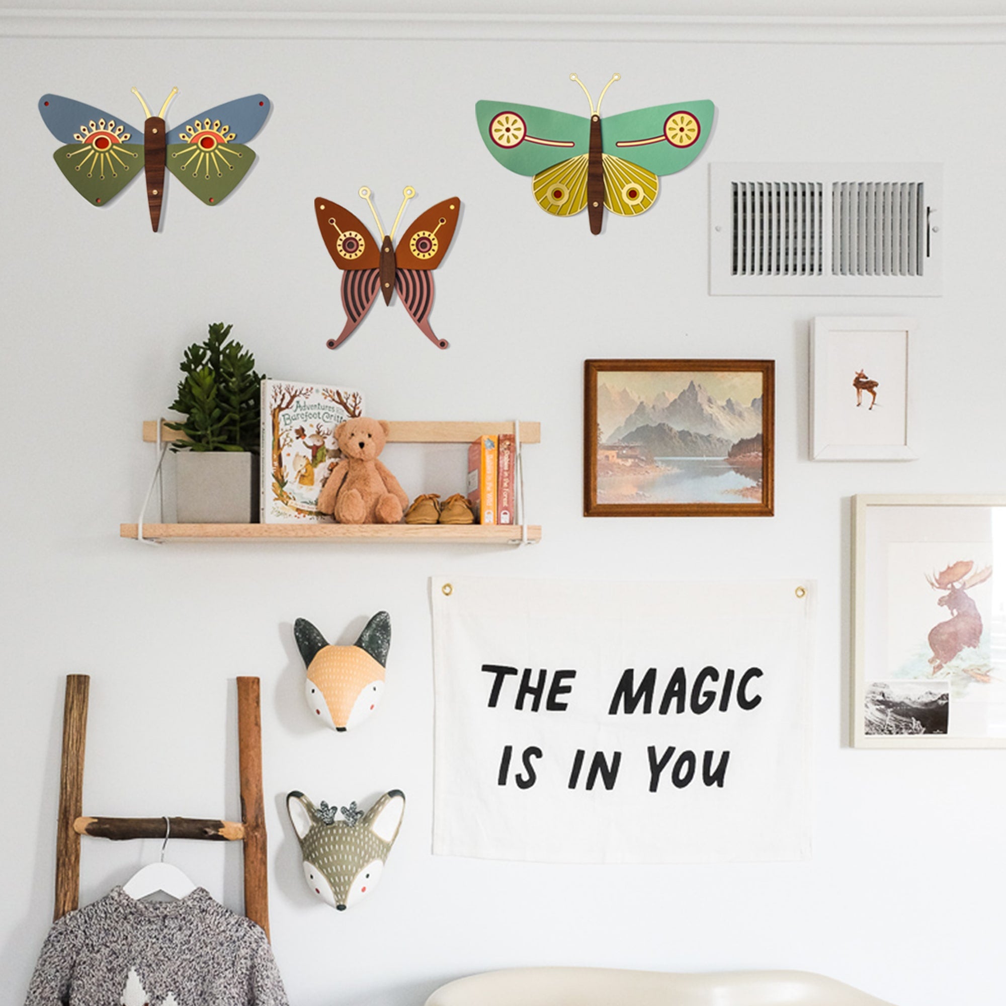Butterfly Nursery Wall Art on the Wooden by Umasqu
