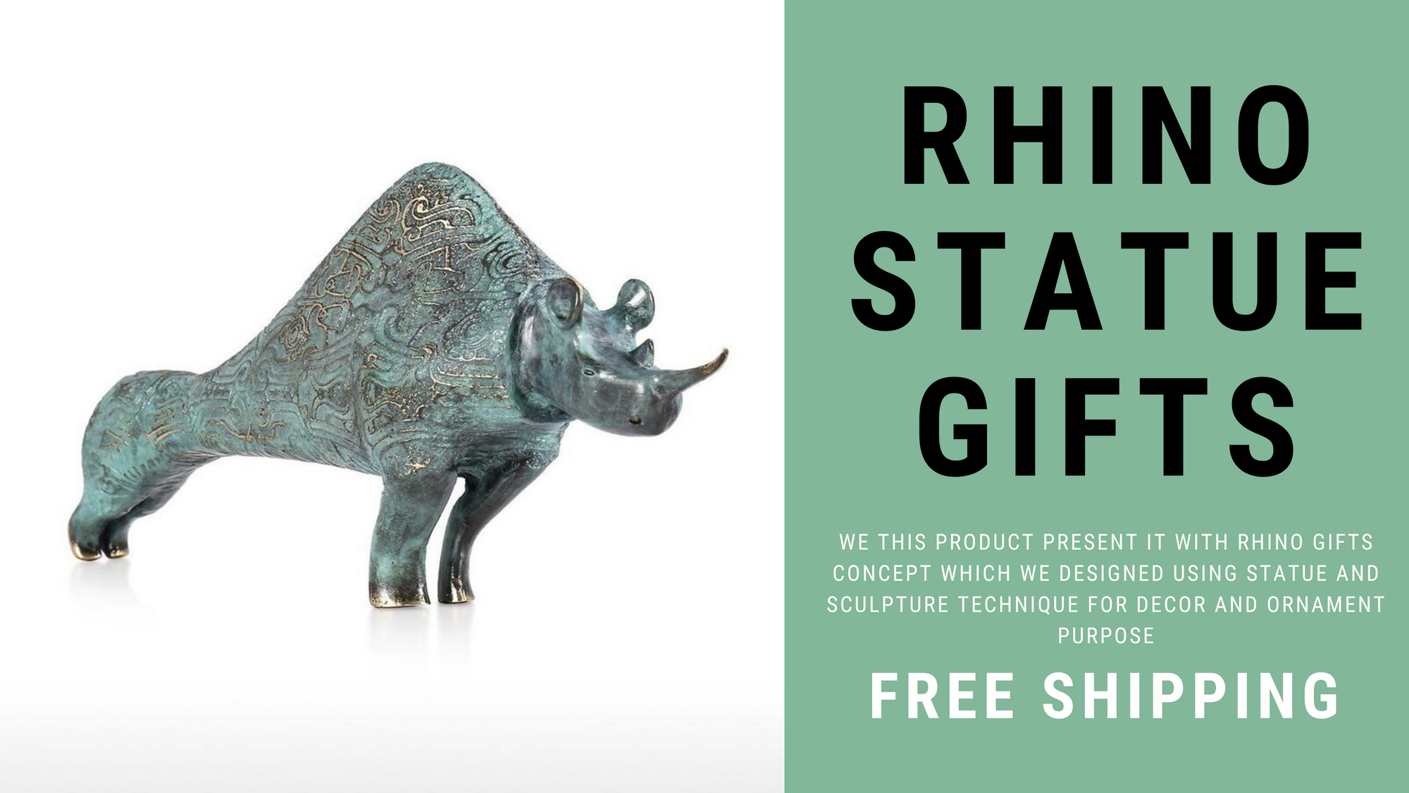 Cultaral and Historical Decorative Pattern Rhino Statue by Bronze as Rhino Gifts & Rhino Ornament