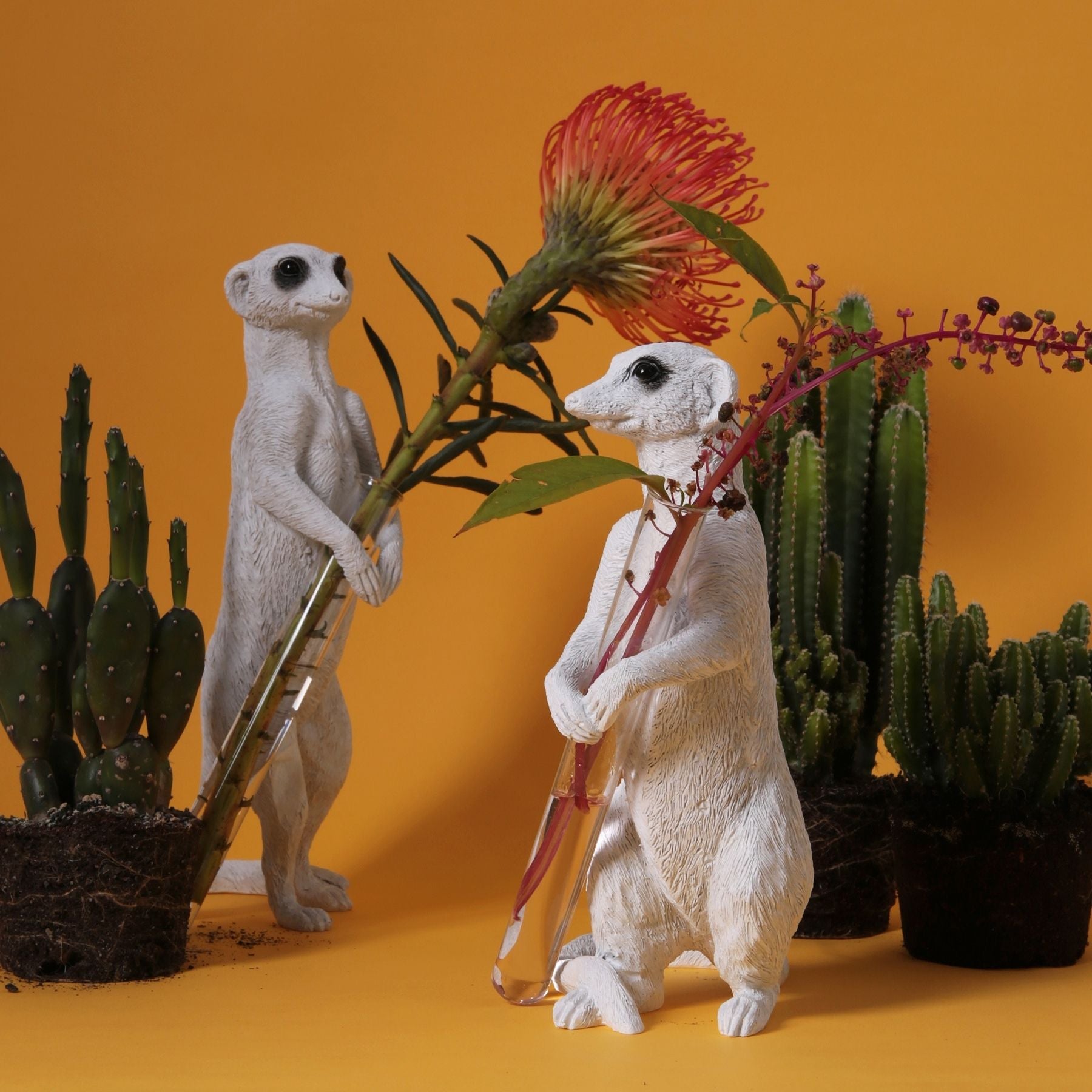 Cute Meerkat Ornament to Single Stem Vase