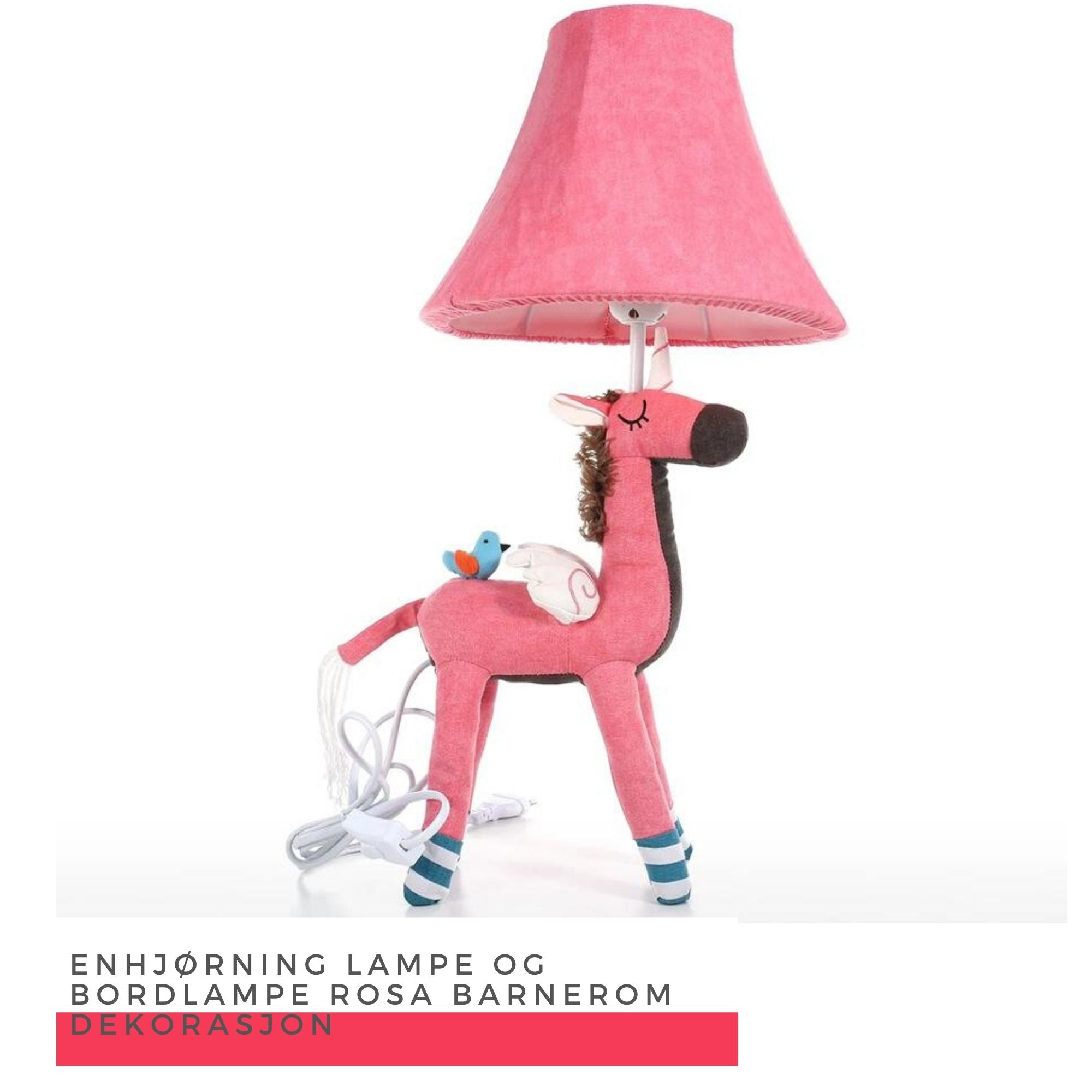 Enhjørning Lampe og Bordlampe Rosa Barnerom Dekorasjon