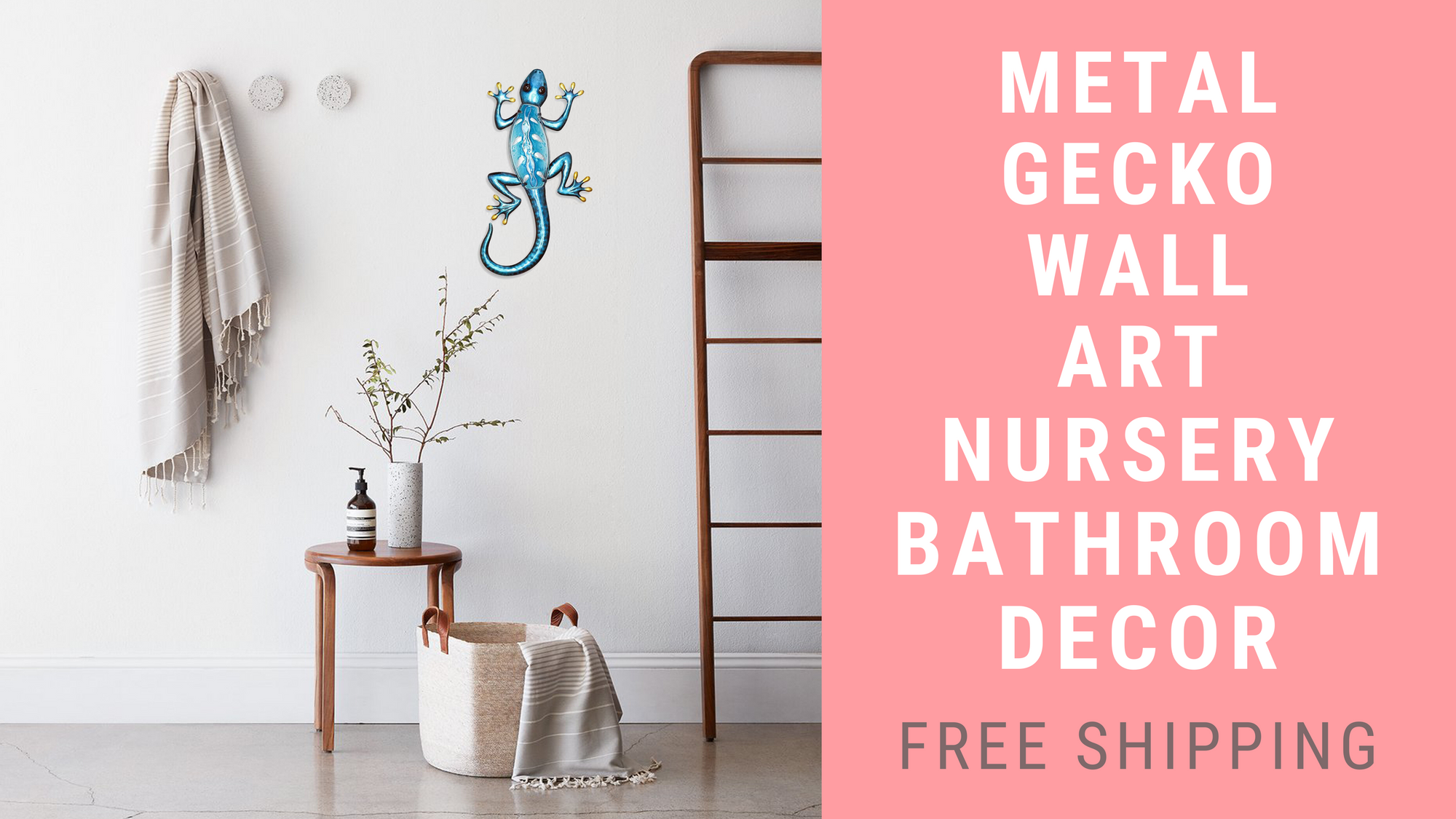 Metal Gecko Wall Art in Nursery Themed Decor Imaginative Bathroom