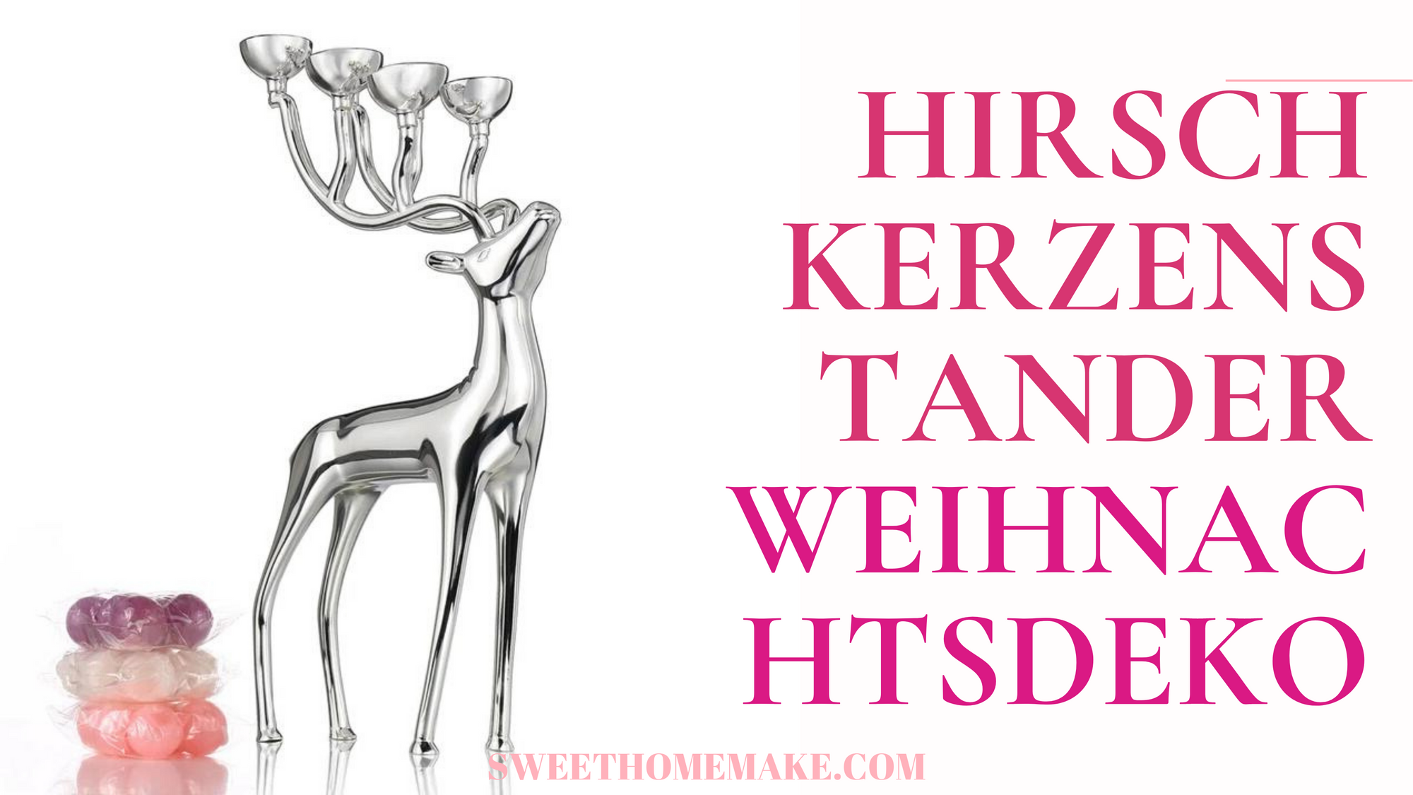Metall Hirsch Dekofigur Silber Kerzenständer für Weihnachtsdeko