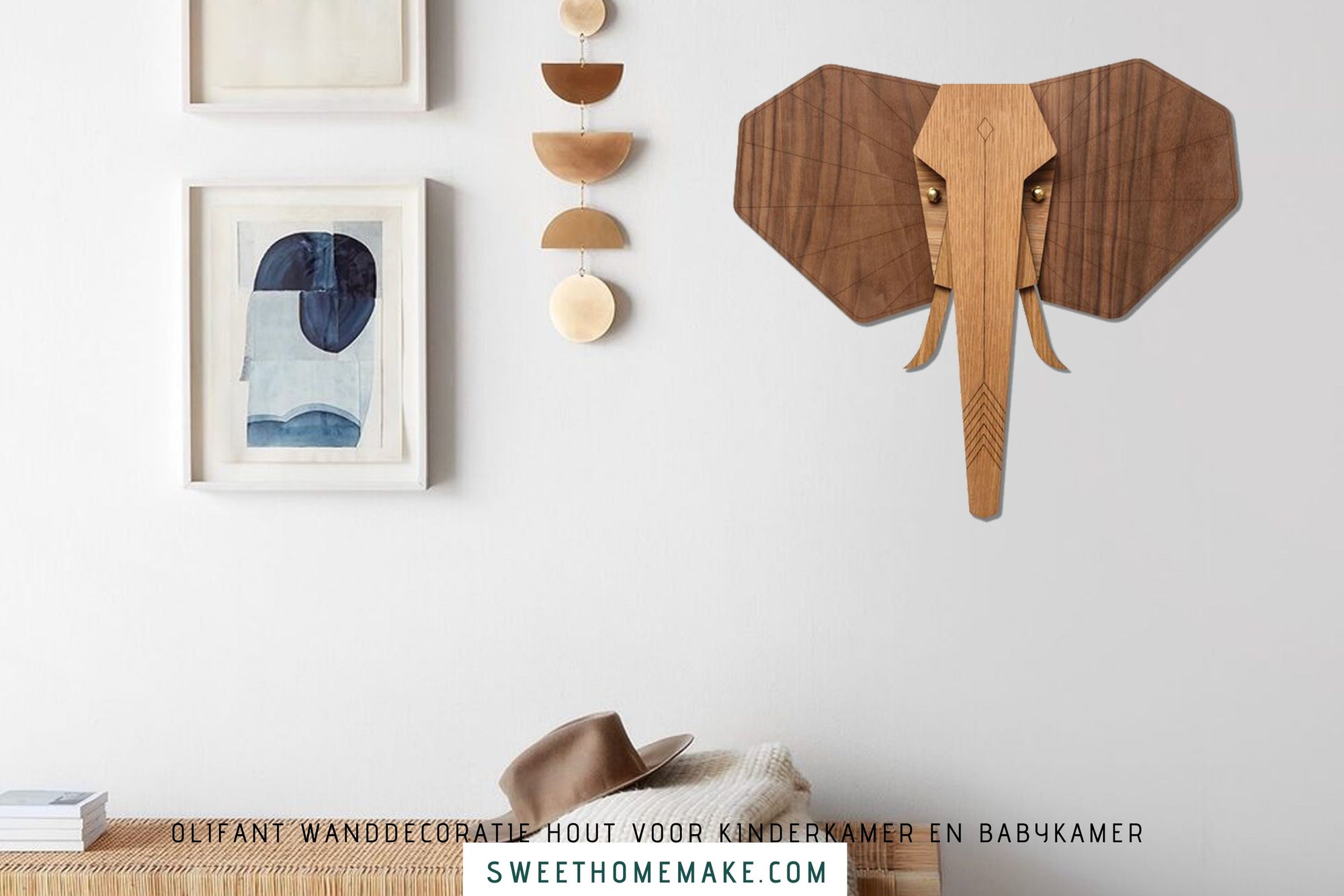 Olifant Wanddecoratie Hout voor Kinderkamer Decoratie en Babykamer Decoratie