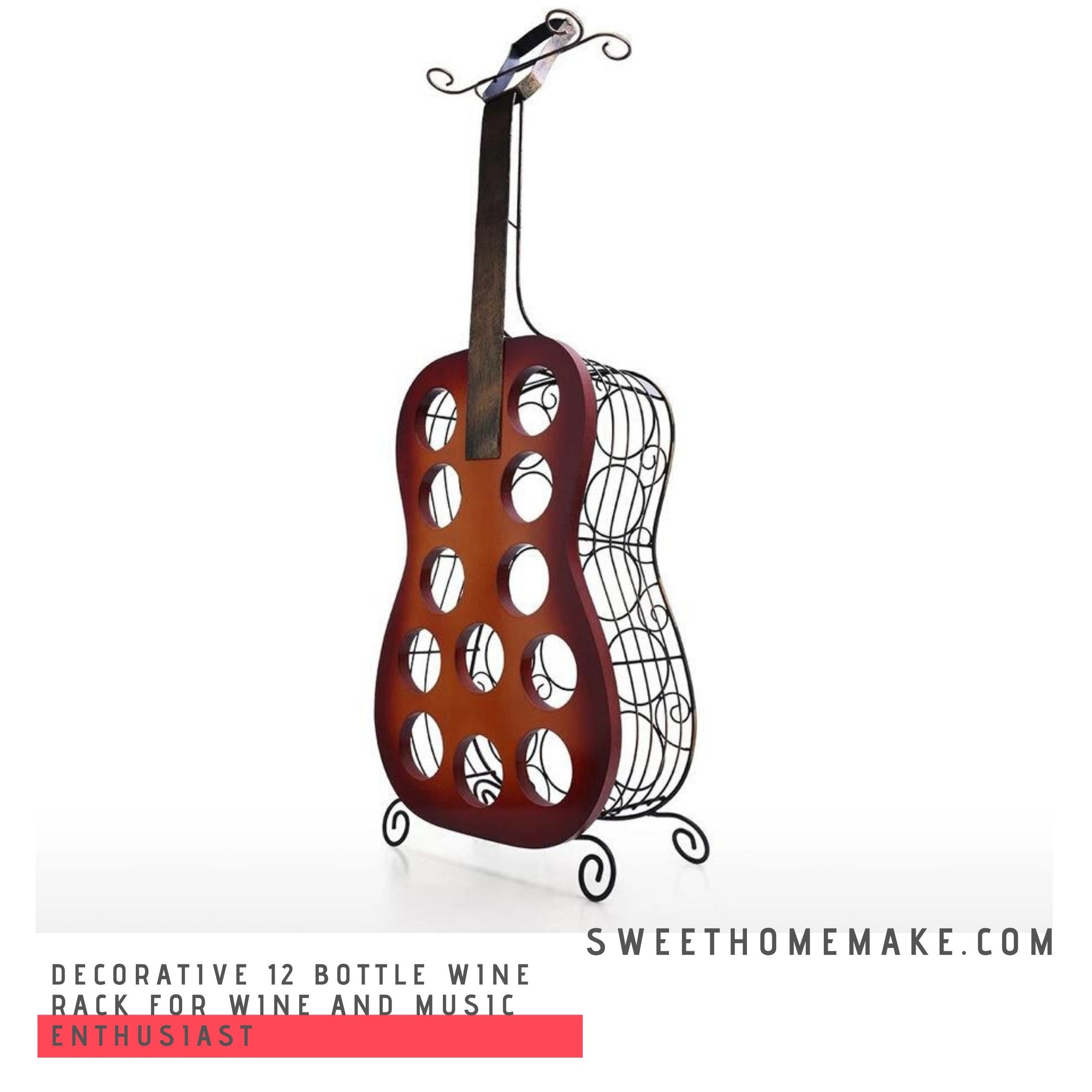 Portable 12 Bottle Wine Rack for Wine and Music Enthusiast Decor