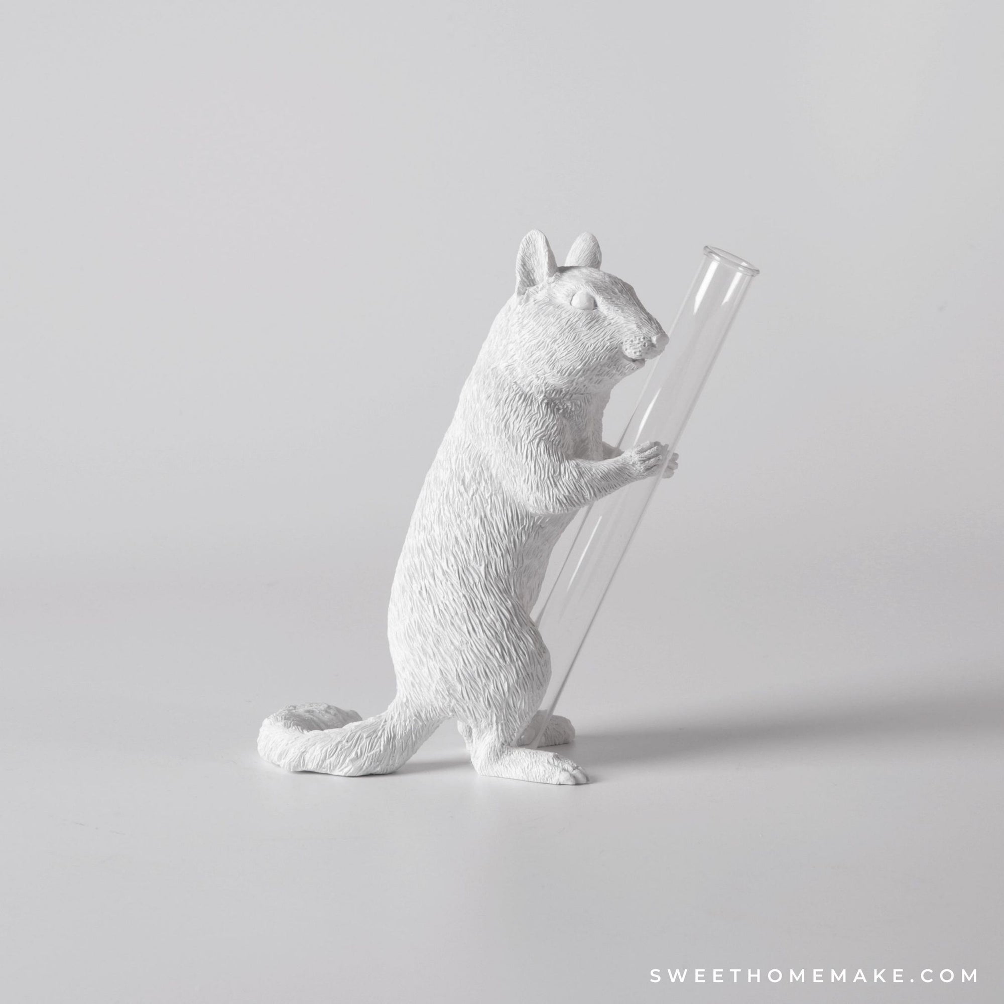 Squirrel Vase for Single Flower with Decorative Statue