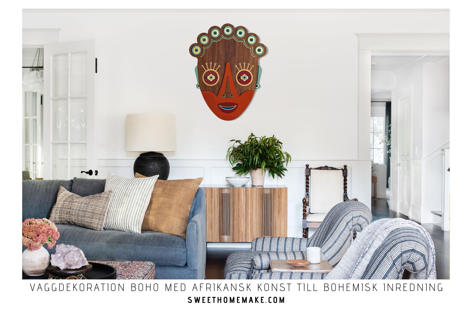 Väggdekoration Boho med Afrikansk Konst till Bohemisk Inredning