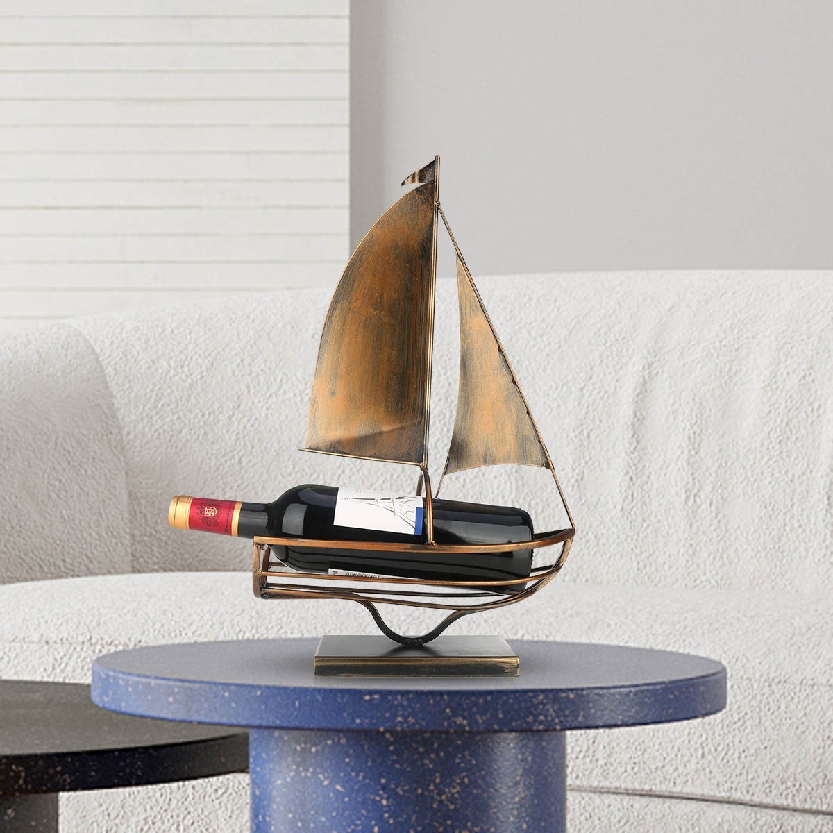 A boat turns into a great and decorative single wine bottle holder!