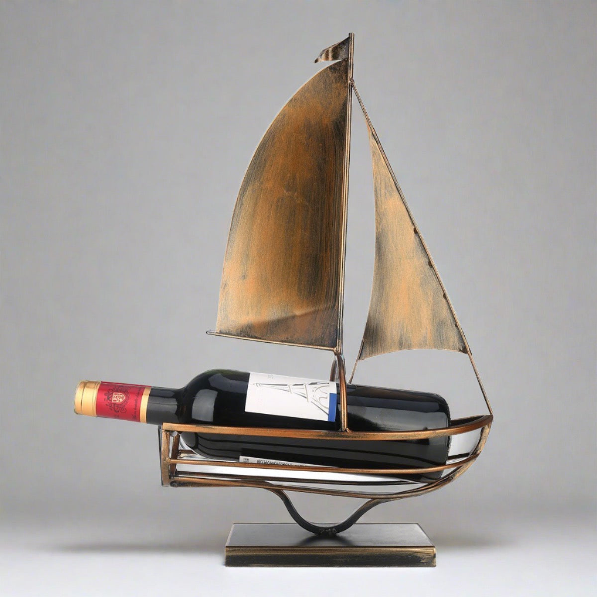 A boat turns into a great and decorative single wine bottle holder!