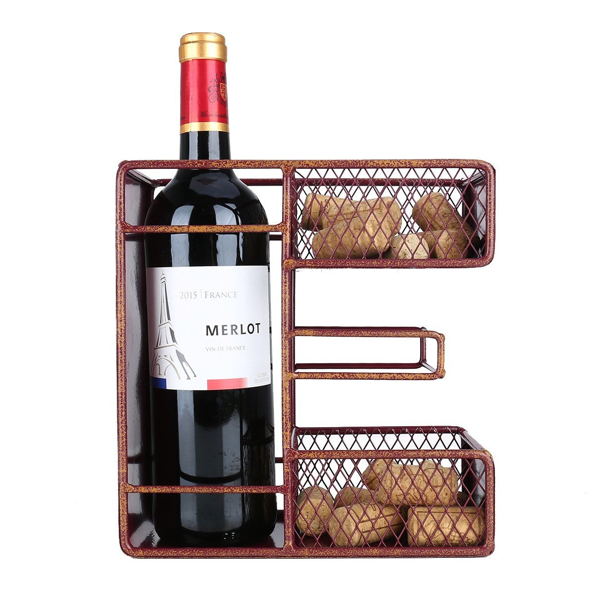 Letter "E" looks great on your table as a wine bottle holder and cork!