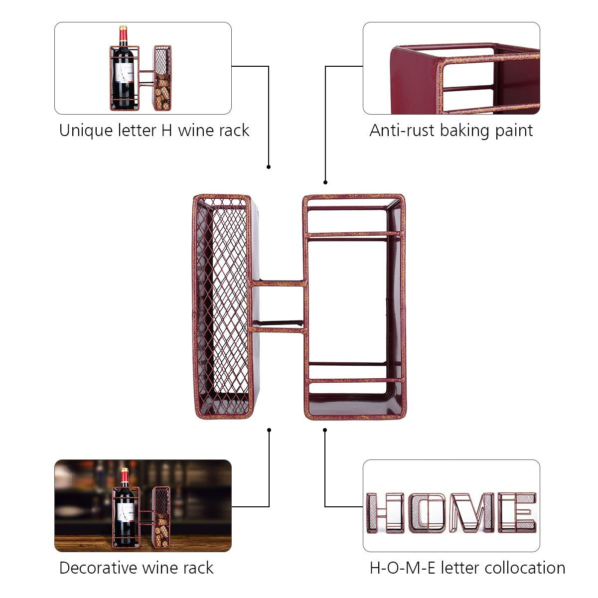Letter "H" is a beautiful items to your single wine bottle holder