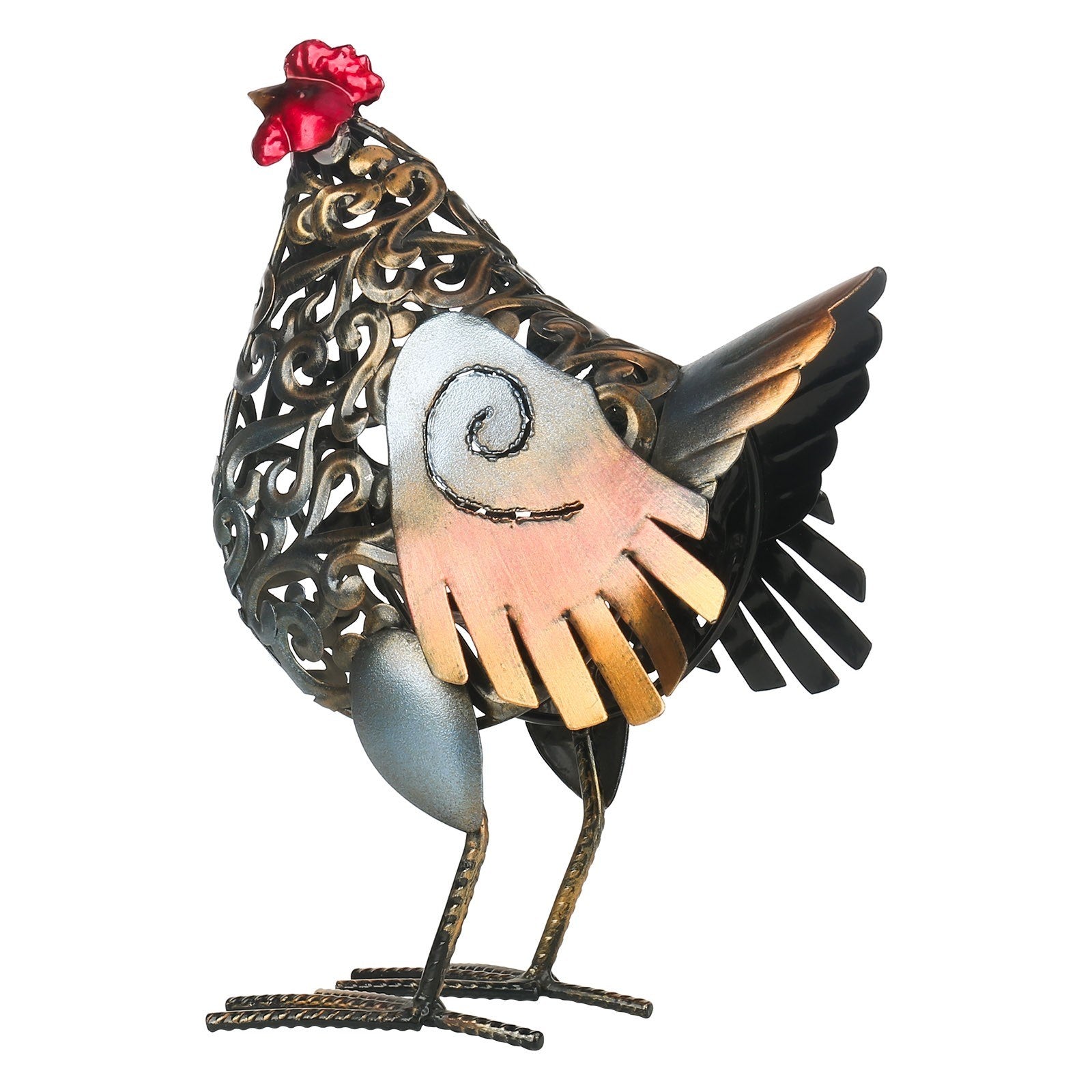 Our metal rooster sculpture is perfect for your garden or yard decor