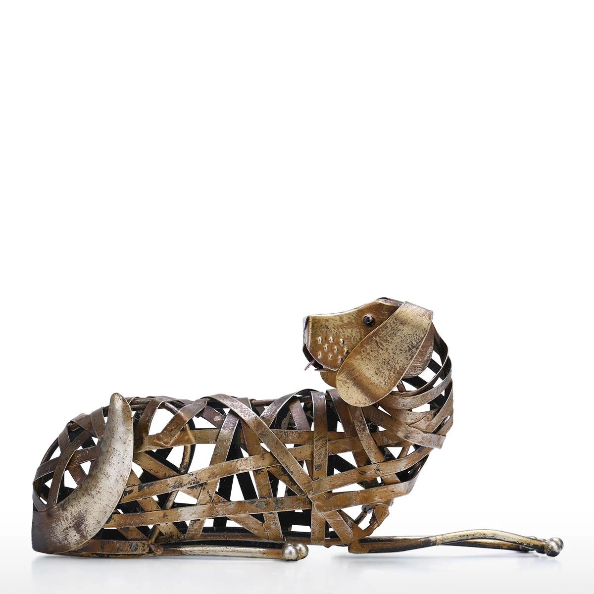 Beagle Statue Metal Dog Sculpture in Lie Down Lying Down Ornament