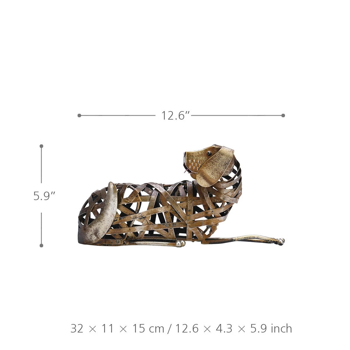 Beagle Statue Metal Dog Sculpture in Lie Down Lying Down Ornament