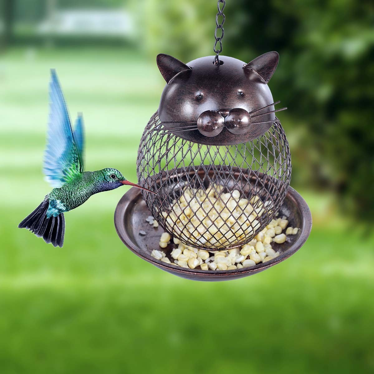 Bird Feeder and Hanging Bird Feeder with Cat Ornaments for Christmas Decorations