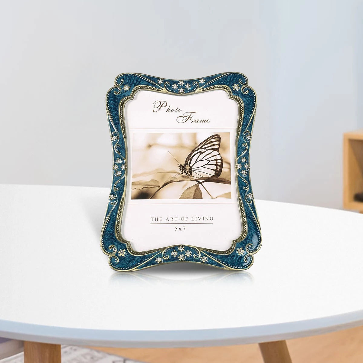Blue Picture Frame For Tabletop Home Decor Accent