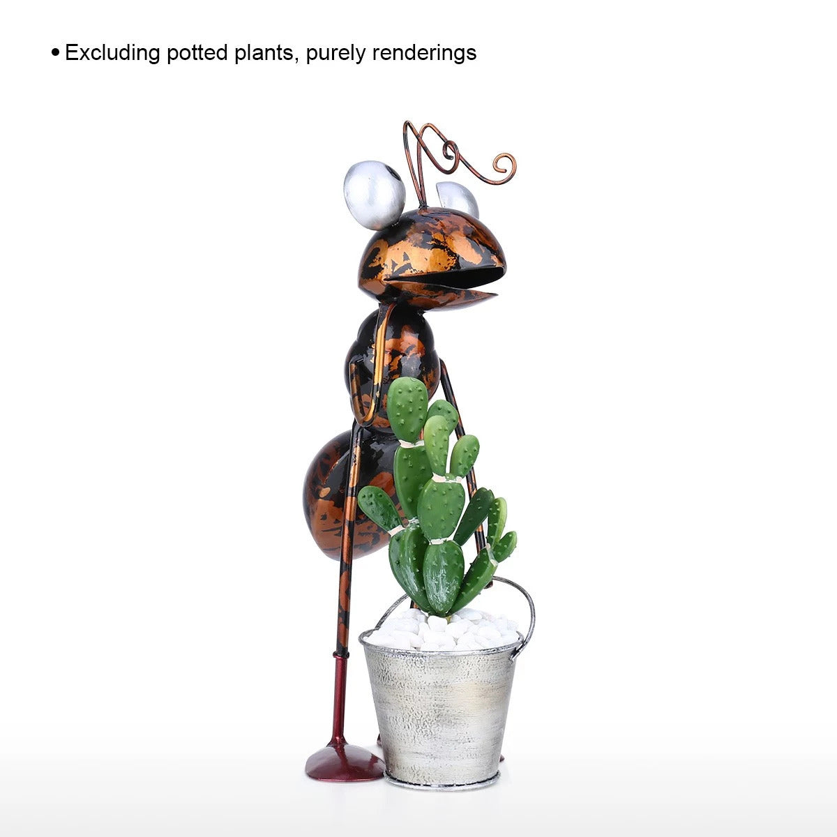 Cartoon-Hardworking Ant Figurines as Gardener to Garden Decor and Ornaments