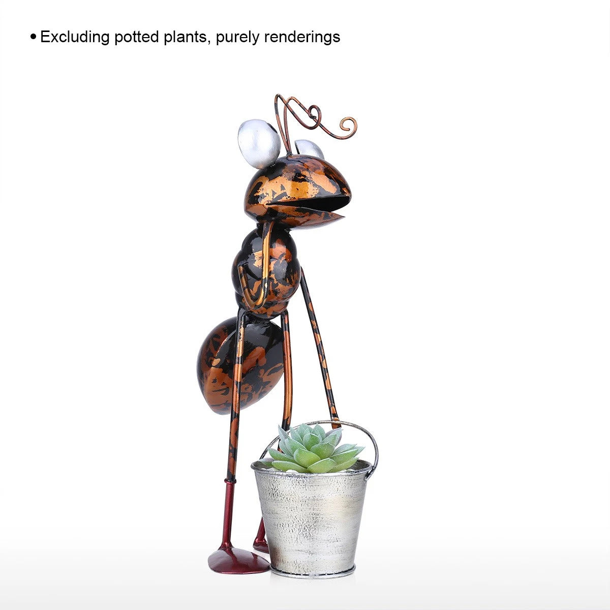Cartoon-Hardworking Ant Figurines as Gardener to Garden Decor and Ornaments
