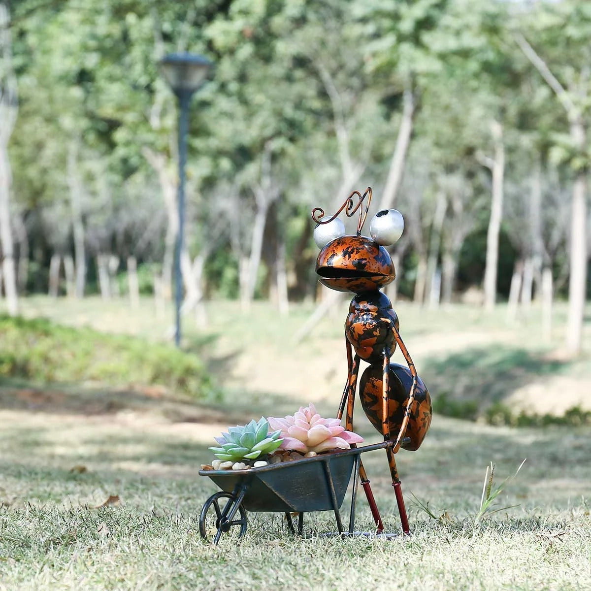 Cartoon-Hardworking Ant Figurines as Gardener to Garden Decor and Ornaments