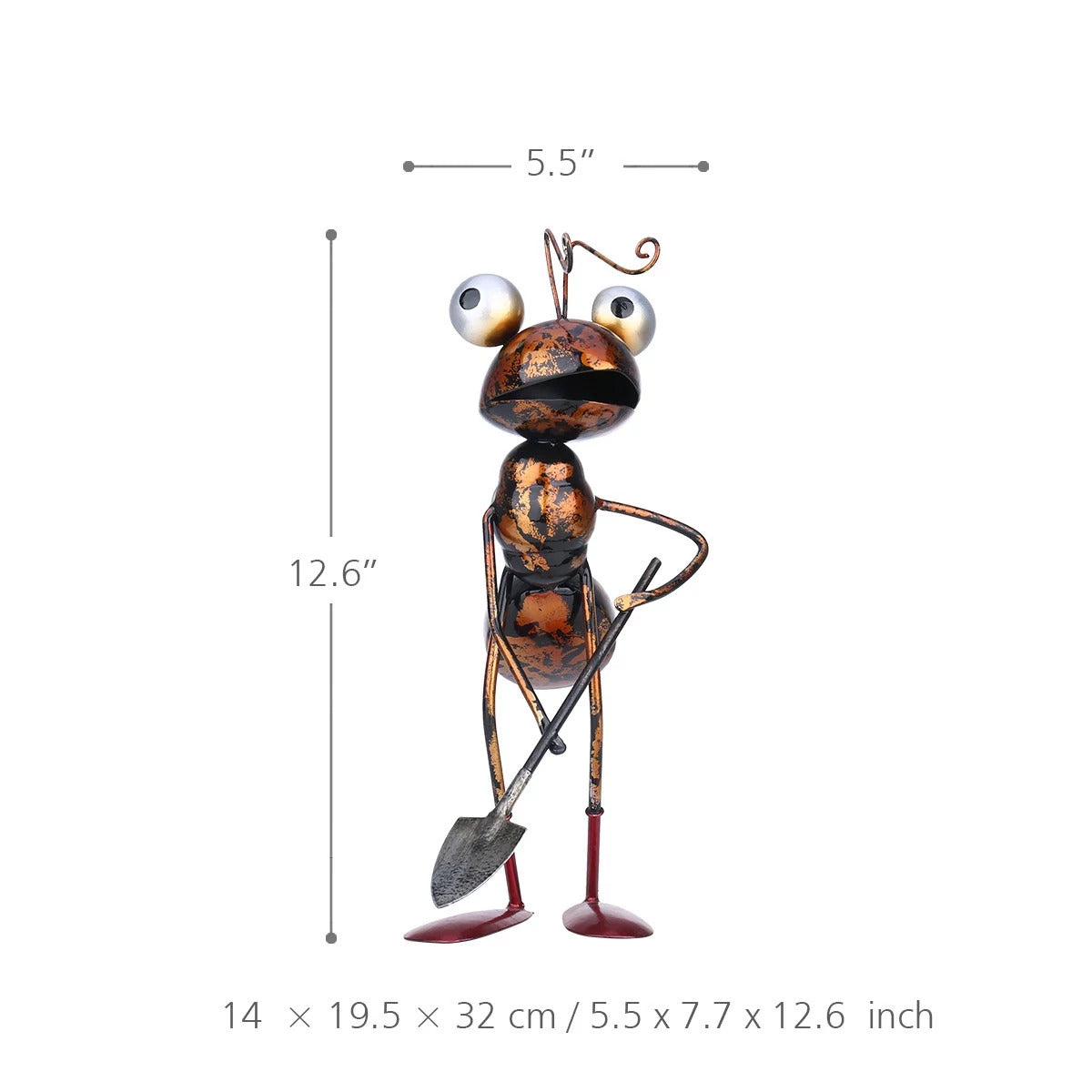 Cartoon-Hardworking Ant Figurines as Gardener to Garden Decor and Ornaments