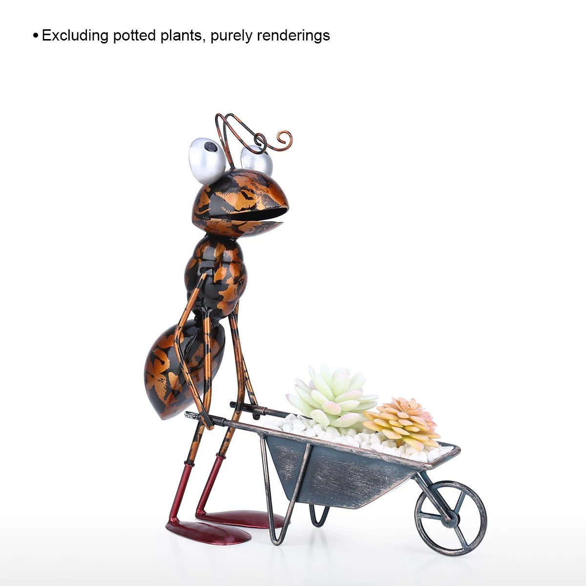 Cartoon-Hardworking Ant Figurines as Gardener to Garden Decor and Ornaments