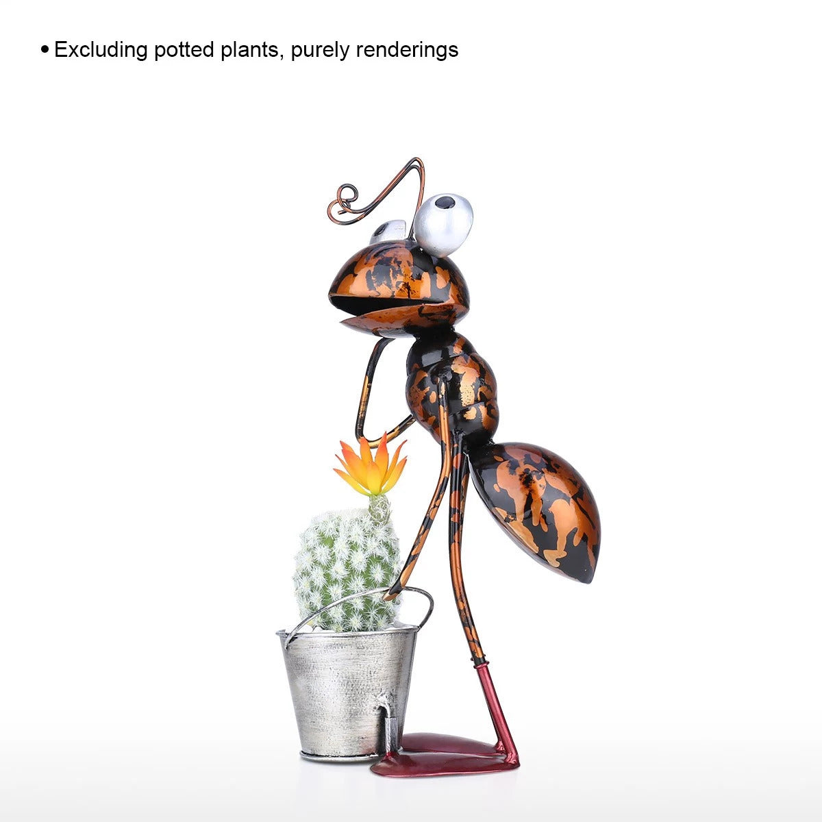 Cartoon-Hardworking Ant Figurines as Gardener to Garden Decor and Ornaments