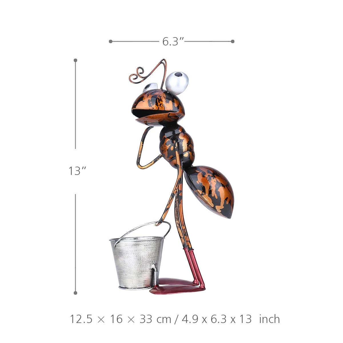 Cartoon-Hardworking Ant Figurines as Gardener to Garden Decor and Ornaments