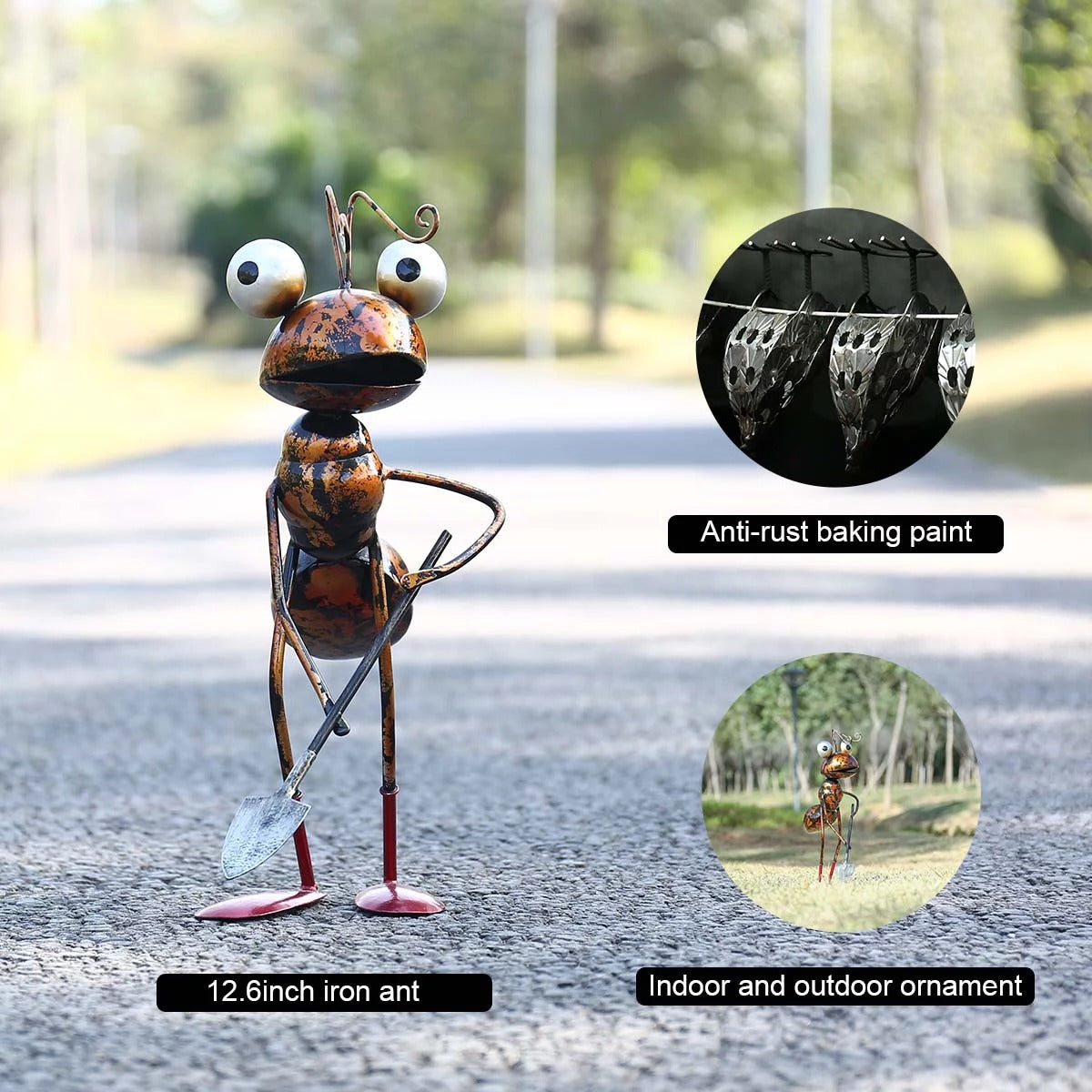 Cartoon-Hardworking Ant Figurines as Gardener to Garden Decor and Ornaments