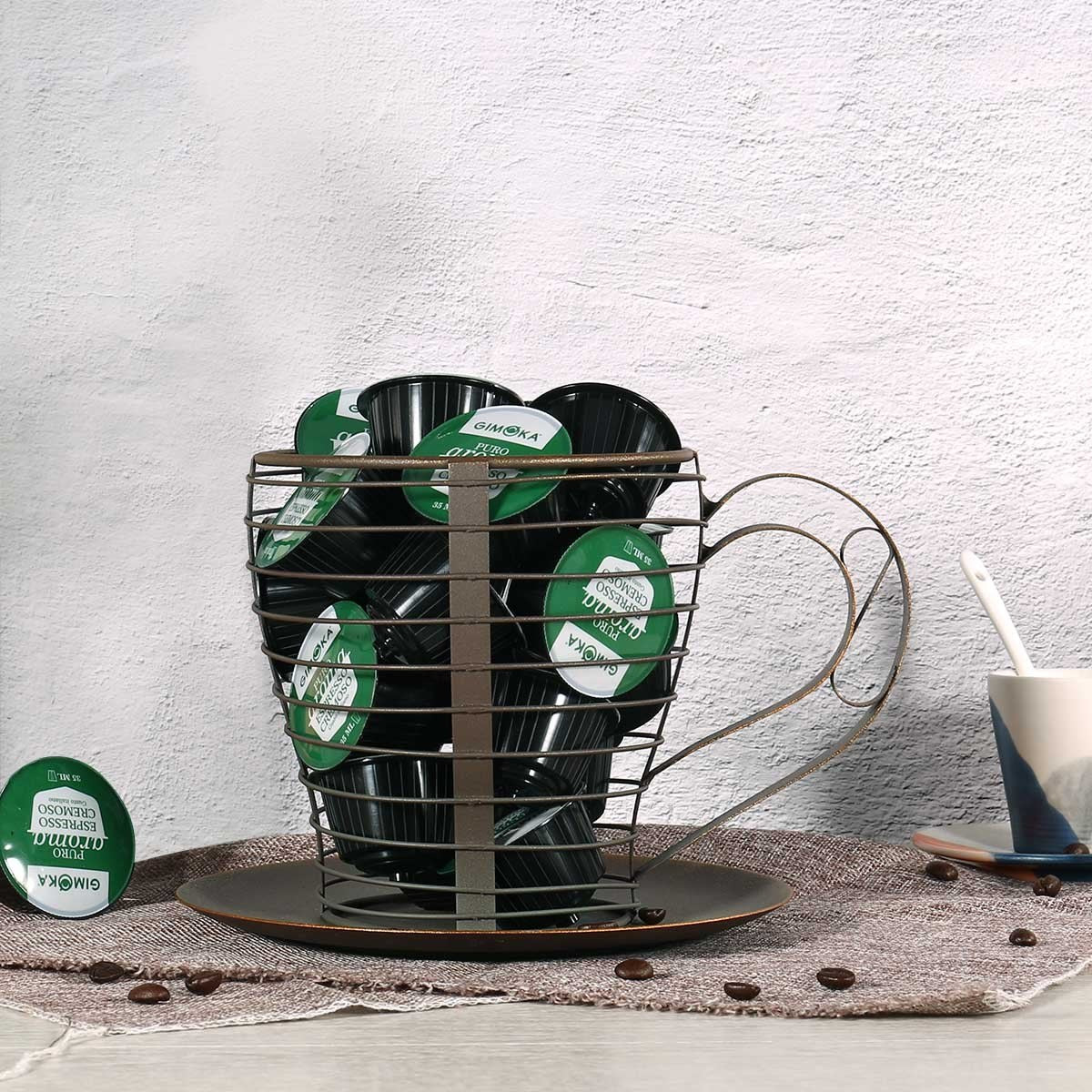 Coffee Pod Holder and Coffee Capsule Holder with Metal Baskets for Kitchen Decor and Kitchen Ornaments