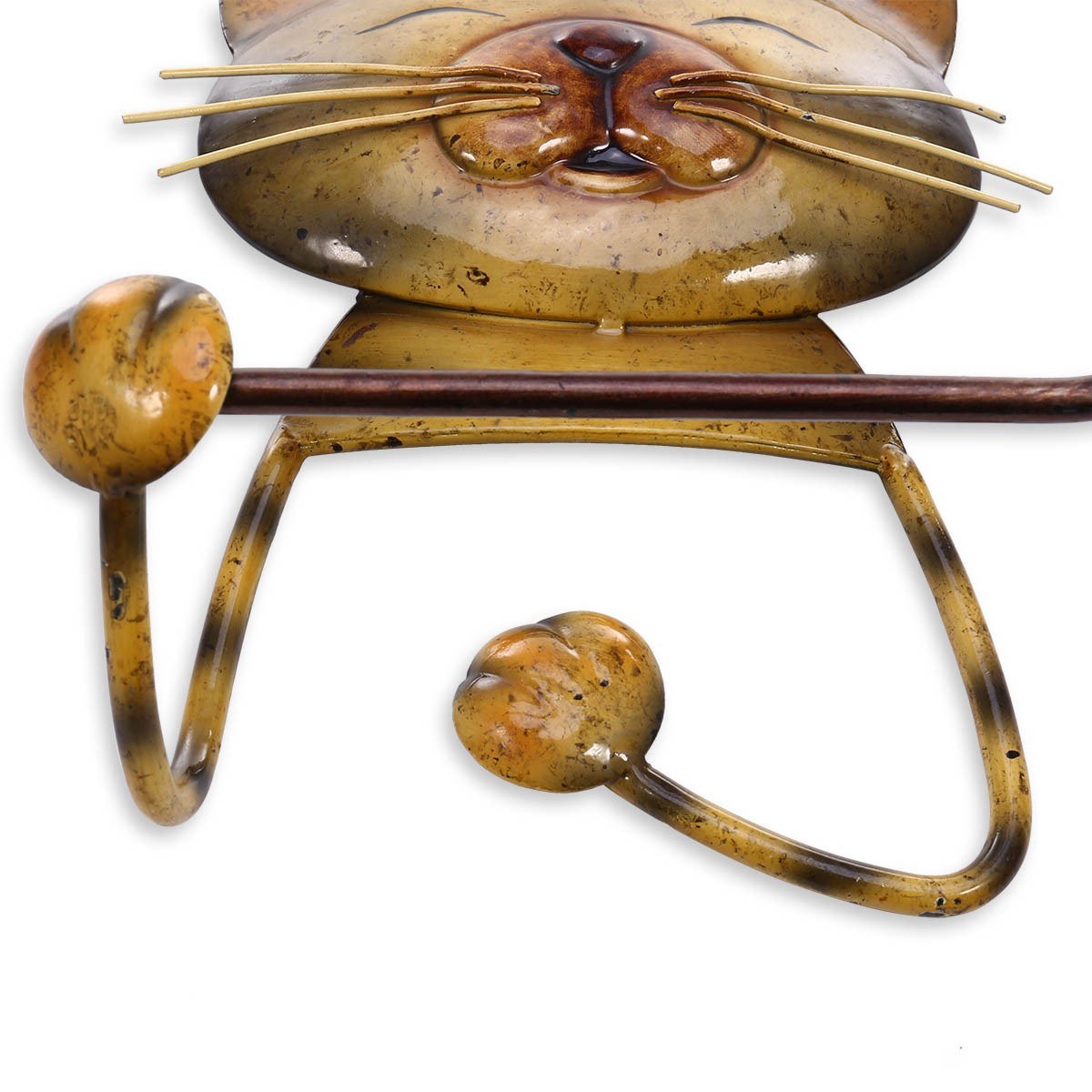 Curious Cat and Cute Cats Metal Yellow Paper Towel Holder for Bathroom Towel Holder