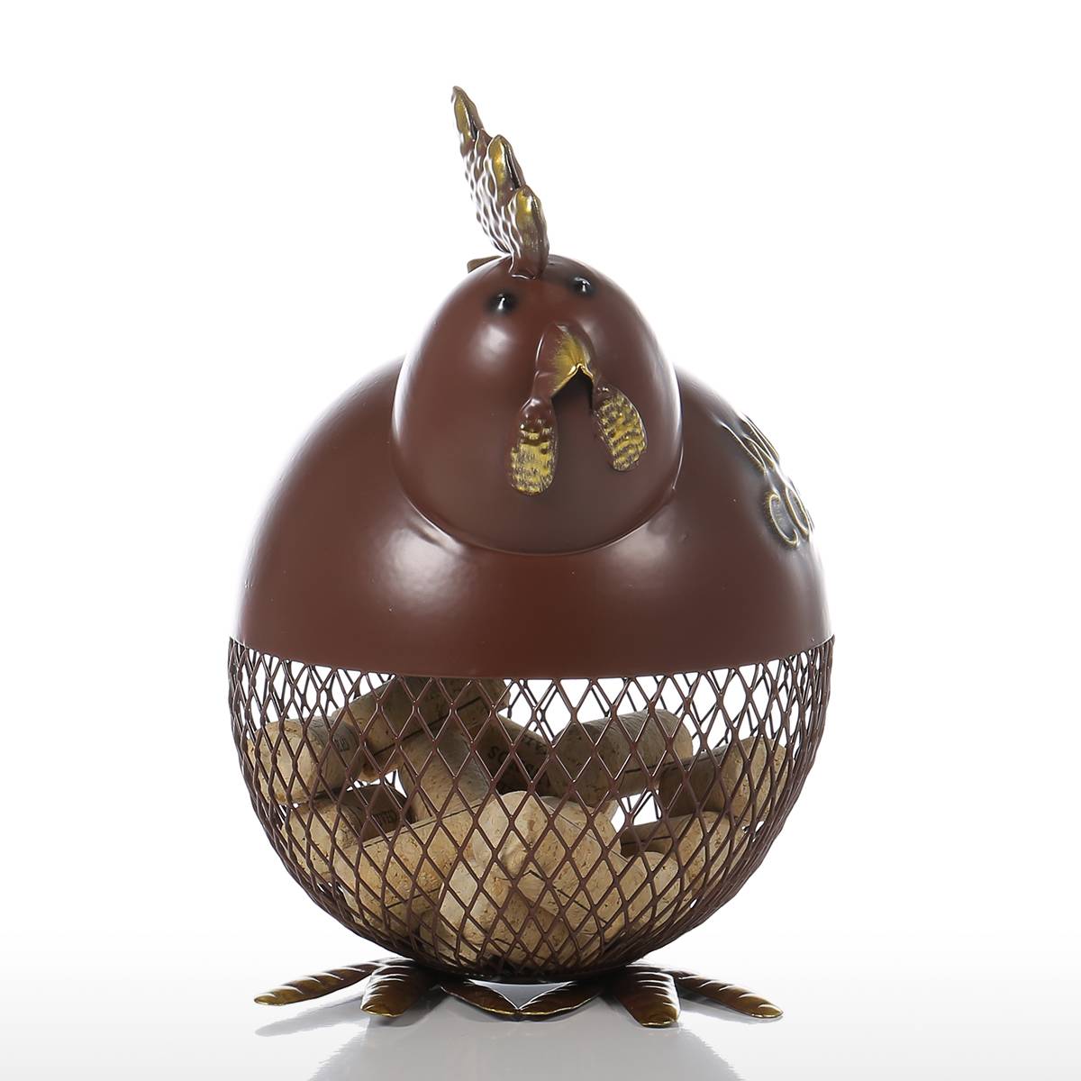 Decorative Jar with Metal Chicken Farmhouse Kitchen Countertop Decor