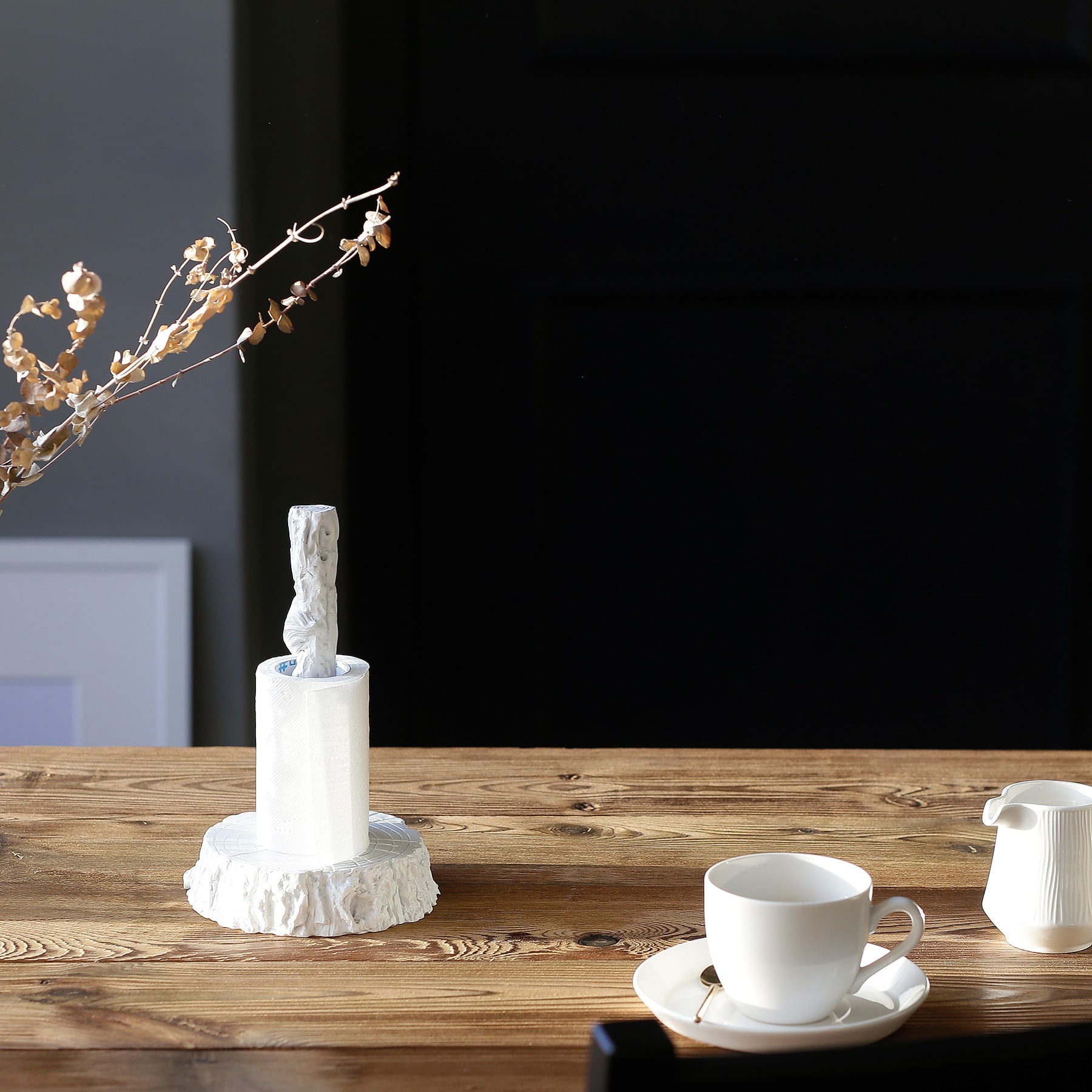 Decorative and Standing Paper Towel Holder with Squirrel Ornament