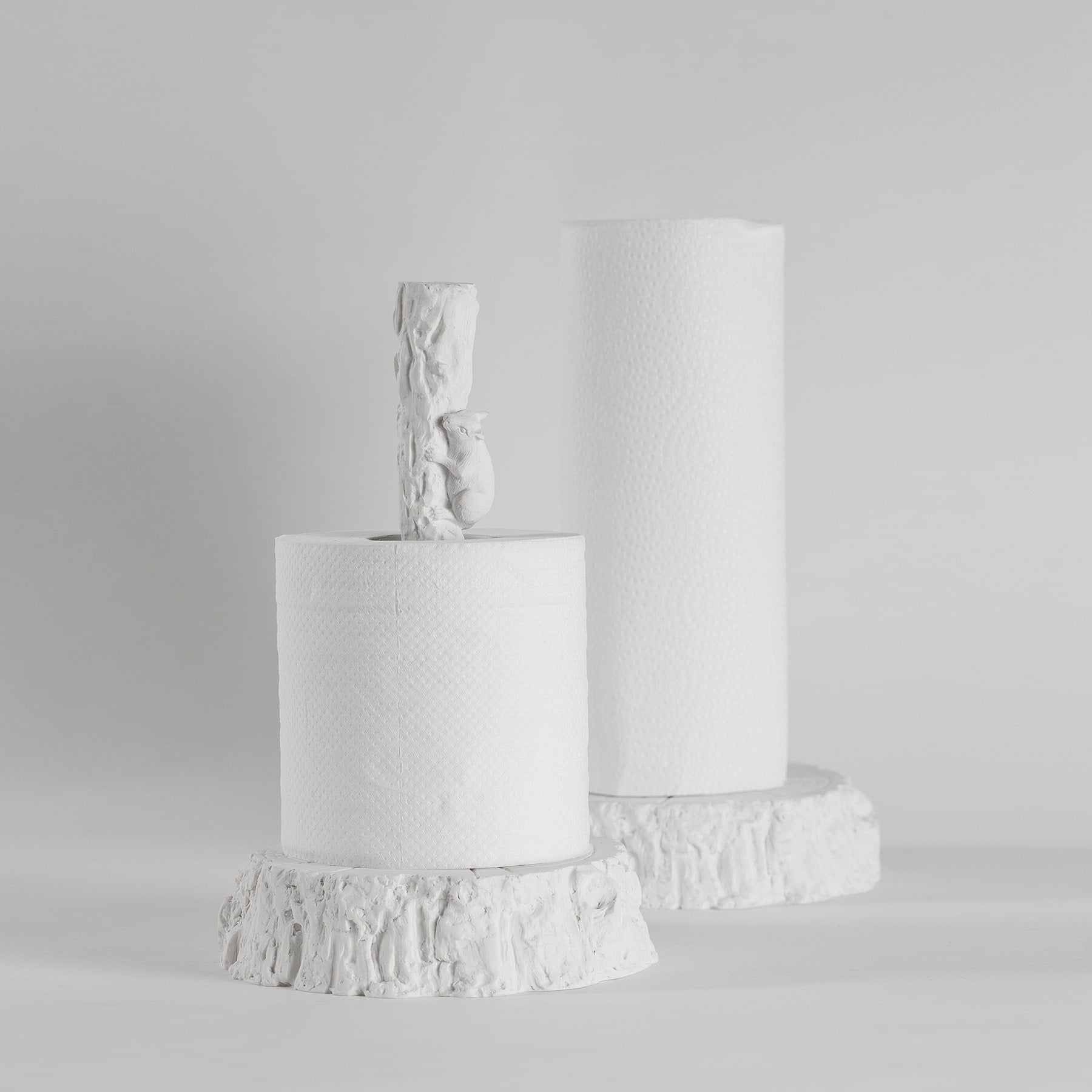 Decorative and Standing Paper Towel Holder with Squirrel Ornament
