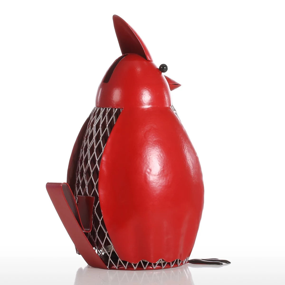 Diy Craft Ornament with Red Bird for Bookcase and Console Decor