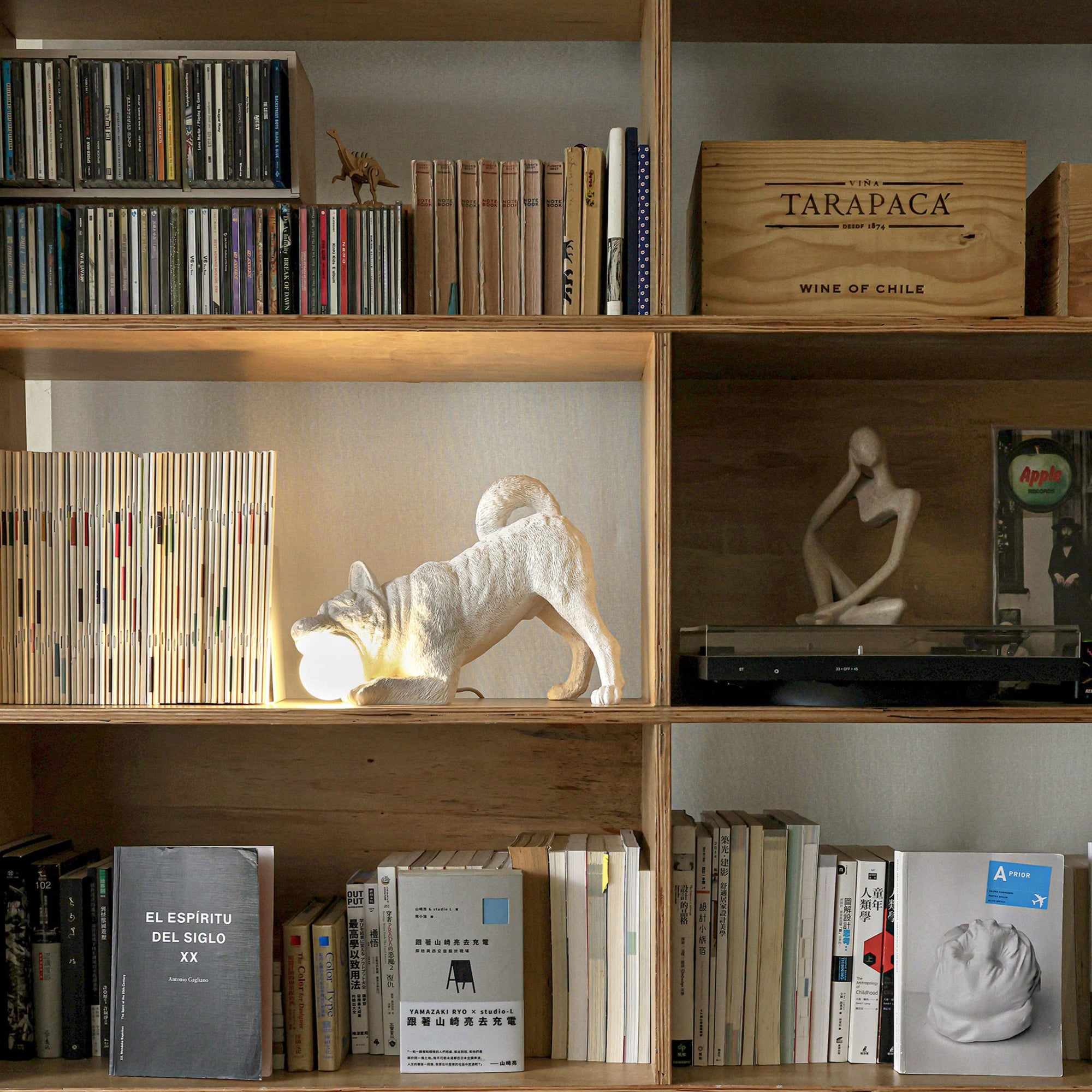 Dog lamp and it's statue: I need some play and you need some light!