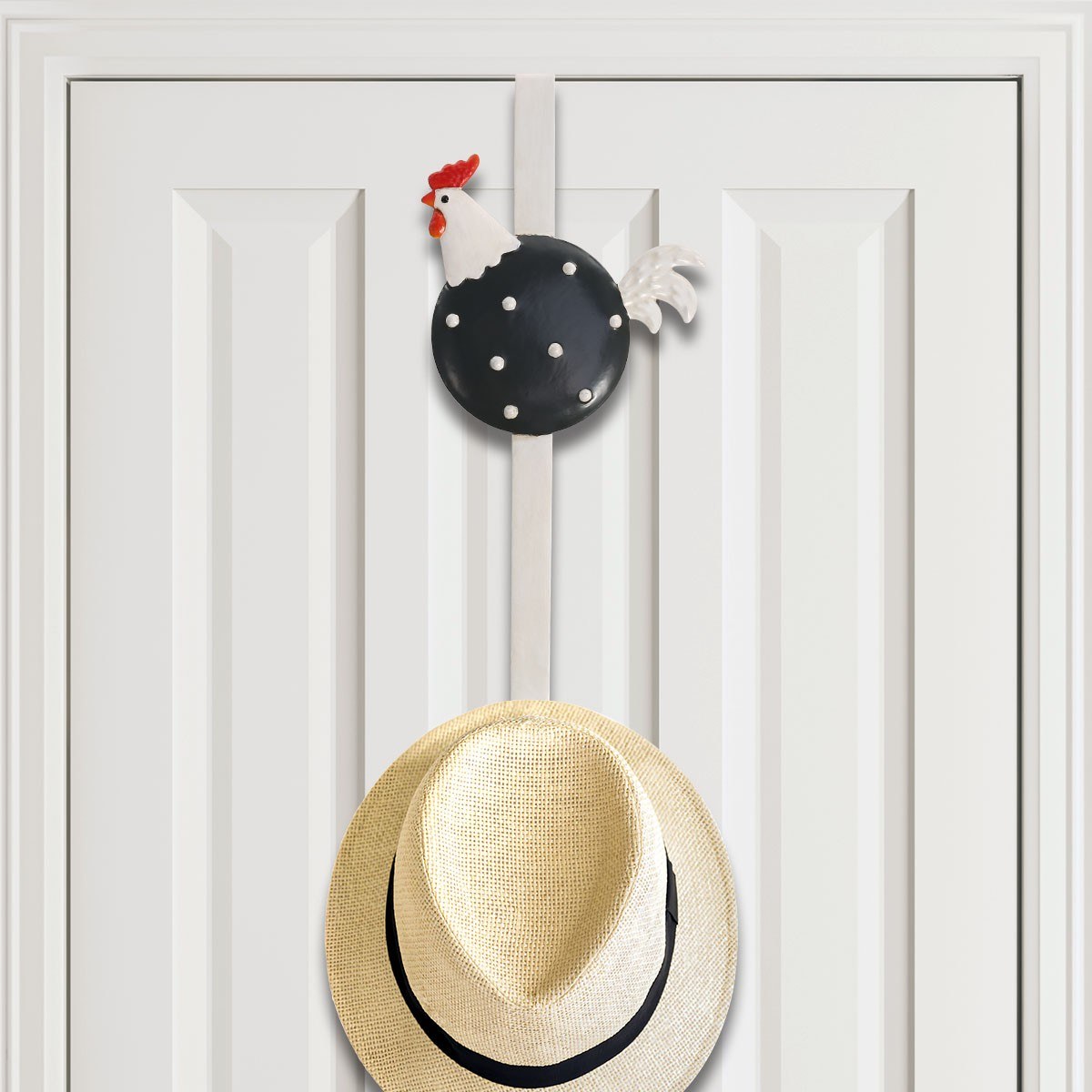 Door Hook and Hanger with Metal Chicken and Rooster for Farmhouse Decor