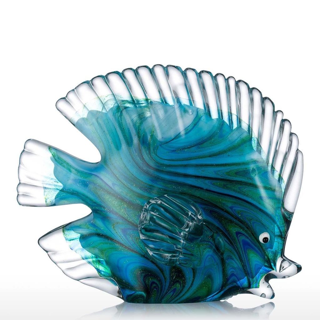 Handblown Tropical Fish Glass Art Sculpture for Aquarium Decor