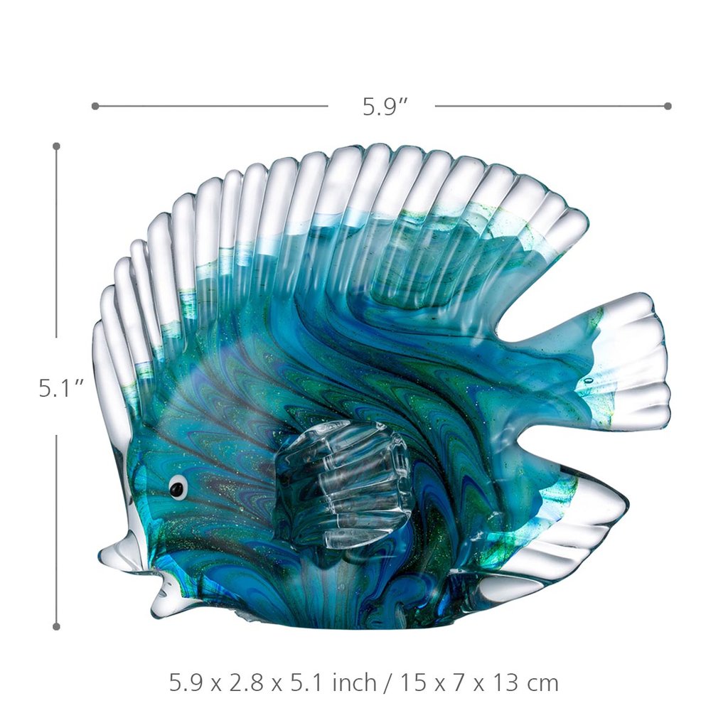 Handblown Tropical Fish Glass Art Sculpture for Aquarium Decor