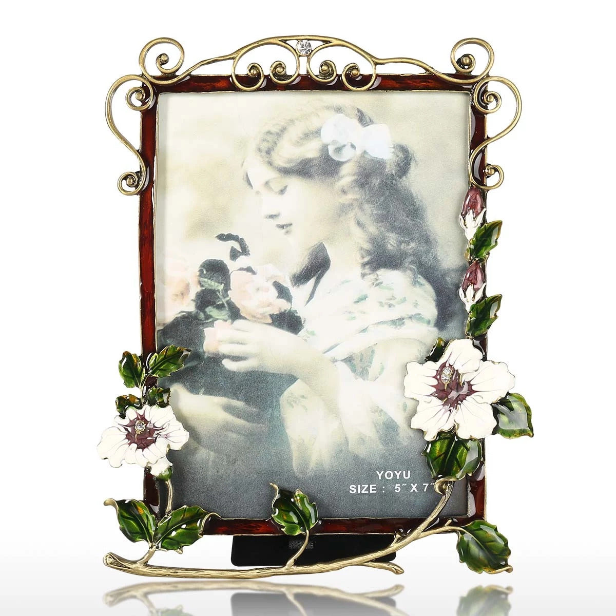 Flower Brooch Decorative Picture Frame for Tabletop
