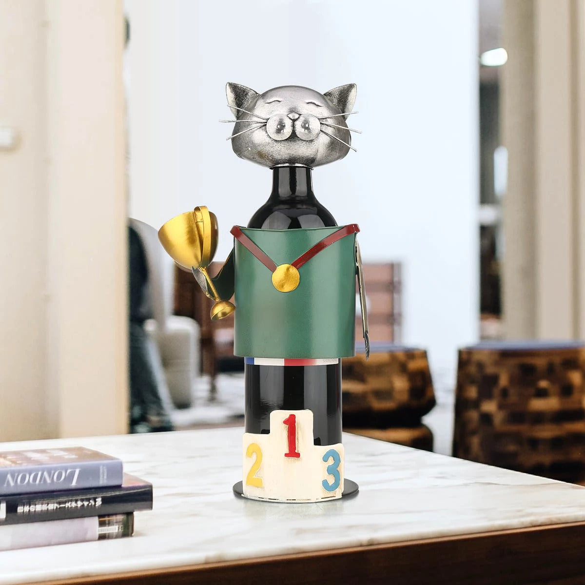 Gifts For Wine Lovers with Metal Cat Statue Ornaments