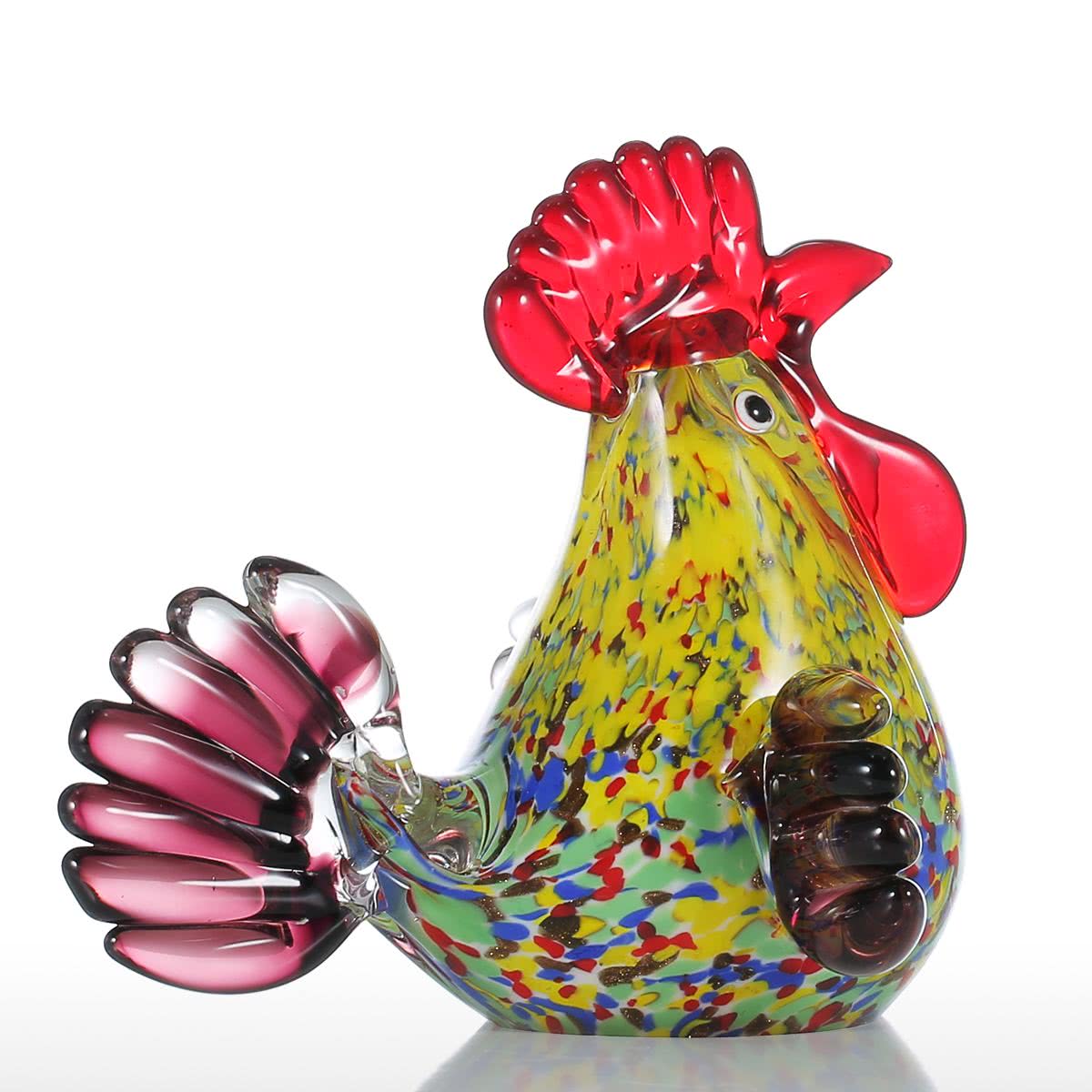 Glass Animal Ornaments and Glass Sculpture with Rooster Kitchen Decor and Chicken Decor for Glass Christmas Ornaments