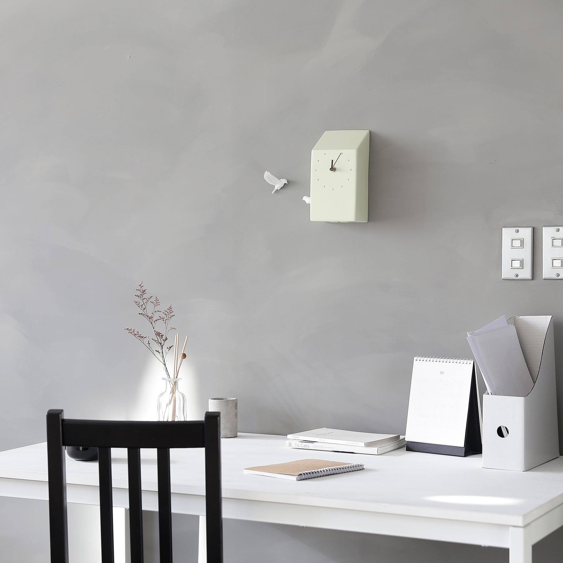 Green Cuckoo Clock with Minimal and Modern Wall Clock