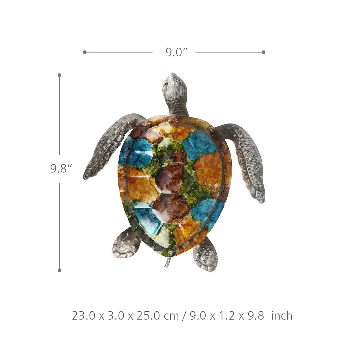 Cute and Baby Sea Turtle Wall Art Decor by Metal Ocean Figurines