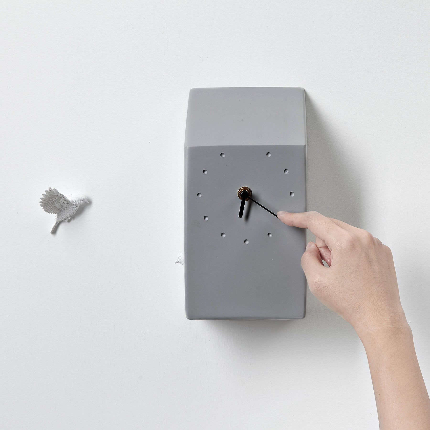 Grey Cuckoo Clock with Minimal and Modern Wall Clock