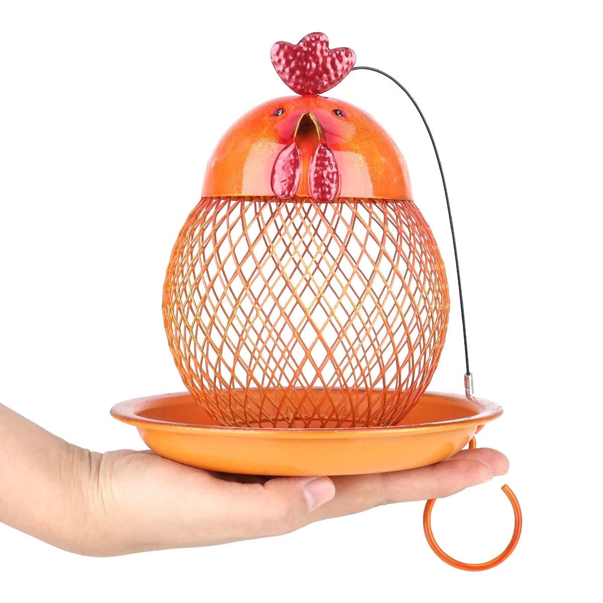 Hanging Bird Feeder with Chicken Figurines