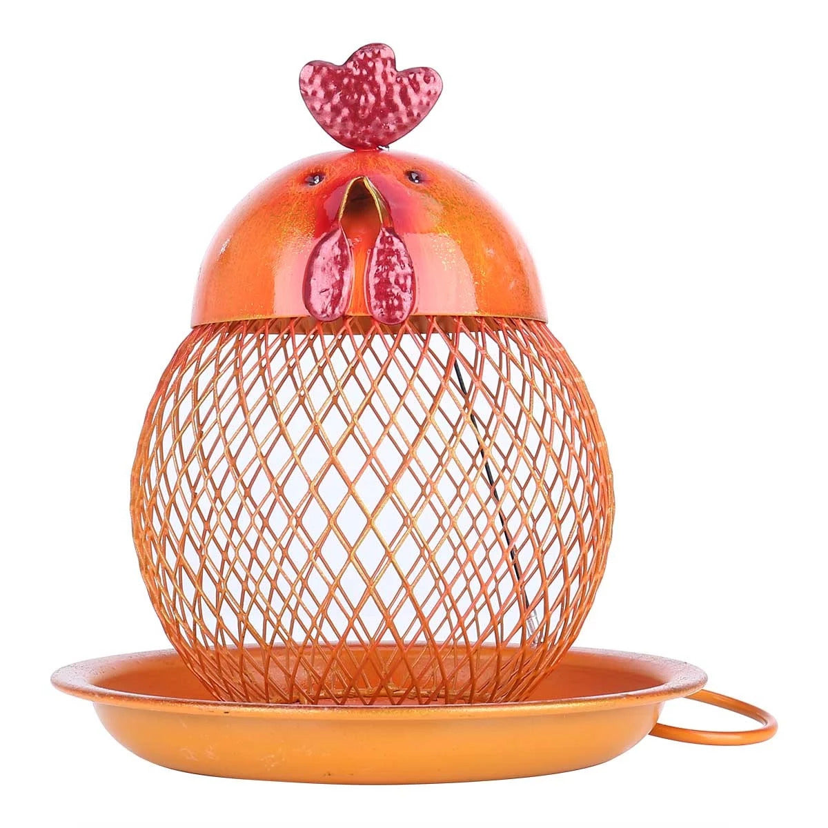 Hanging Bird Feeder with Chicken Figurines