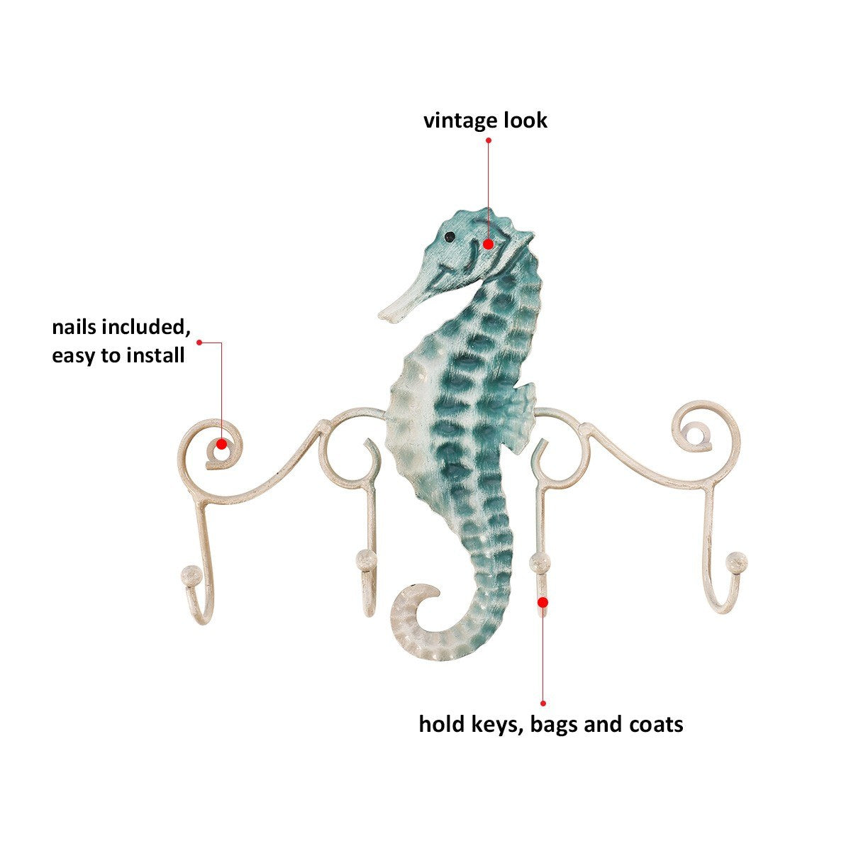 Key Hooks for Wall with Decorative Wall Hooks
