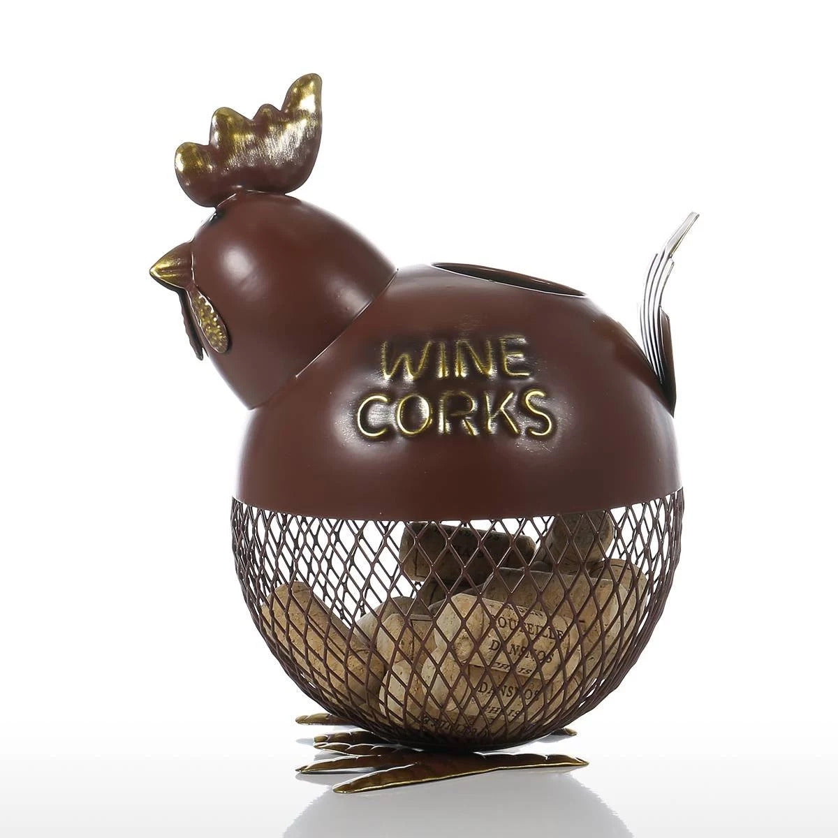Metal Chicken Figurine Decorative Jar for Kitchen Countertop Decor