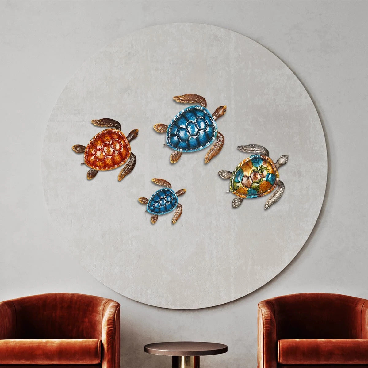 Cute and Baby Sea Turtle Wall Art Decor by Metal Ocean Figurines